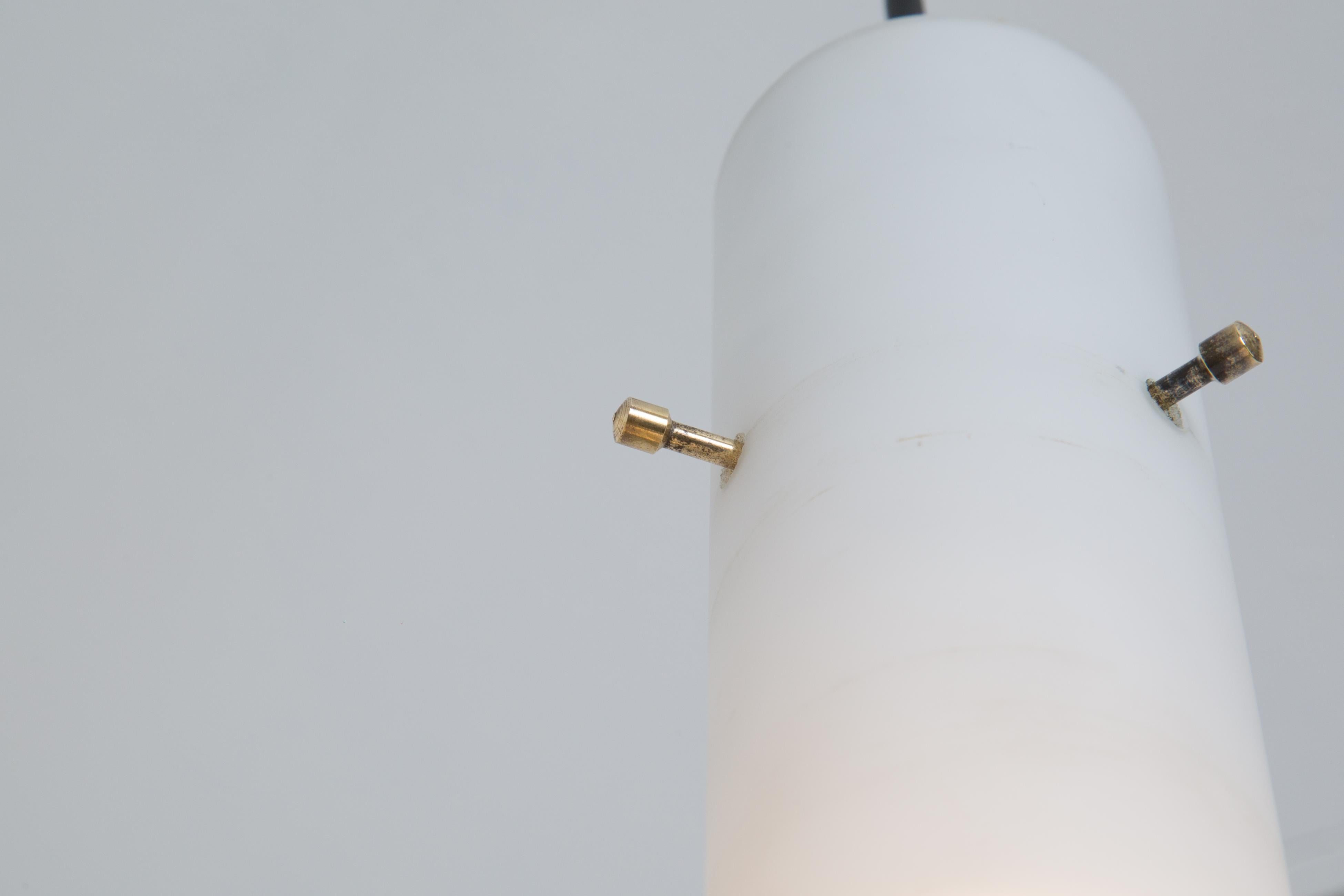 Mid-20th Century Large 1950s Glass and Brass Suspension Light Attributed to Stilnovo For Sale