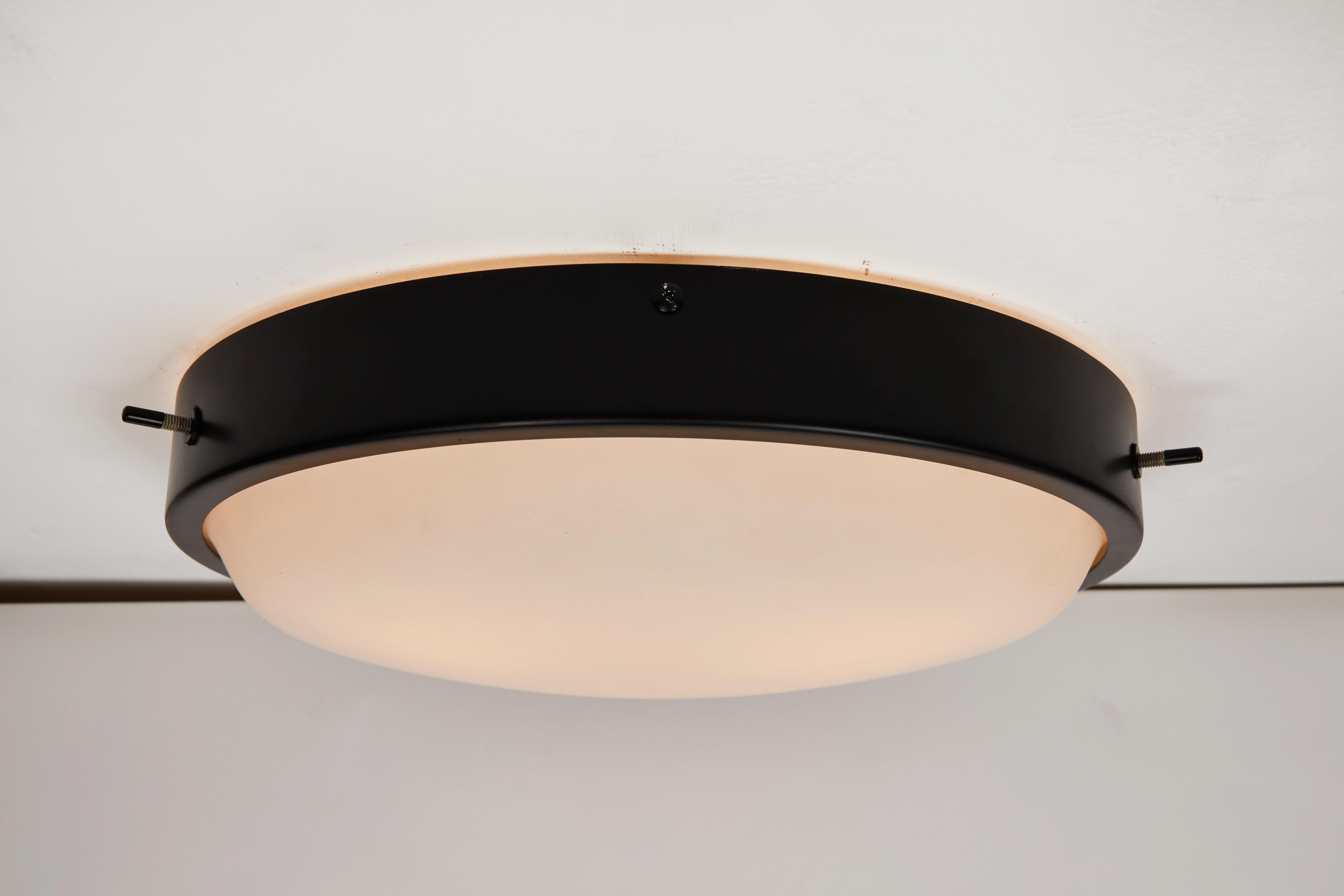Painted Large 1950s Glass and Metal Ceiling Light by Oscar Torlasco for Lumi