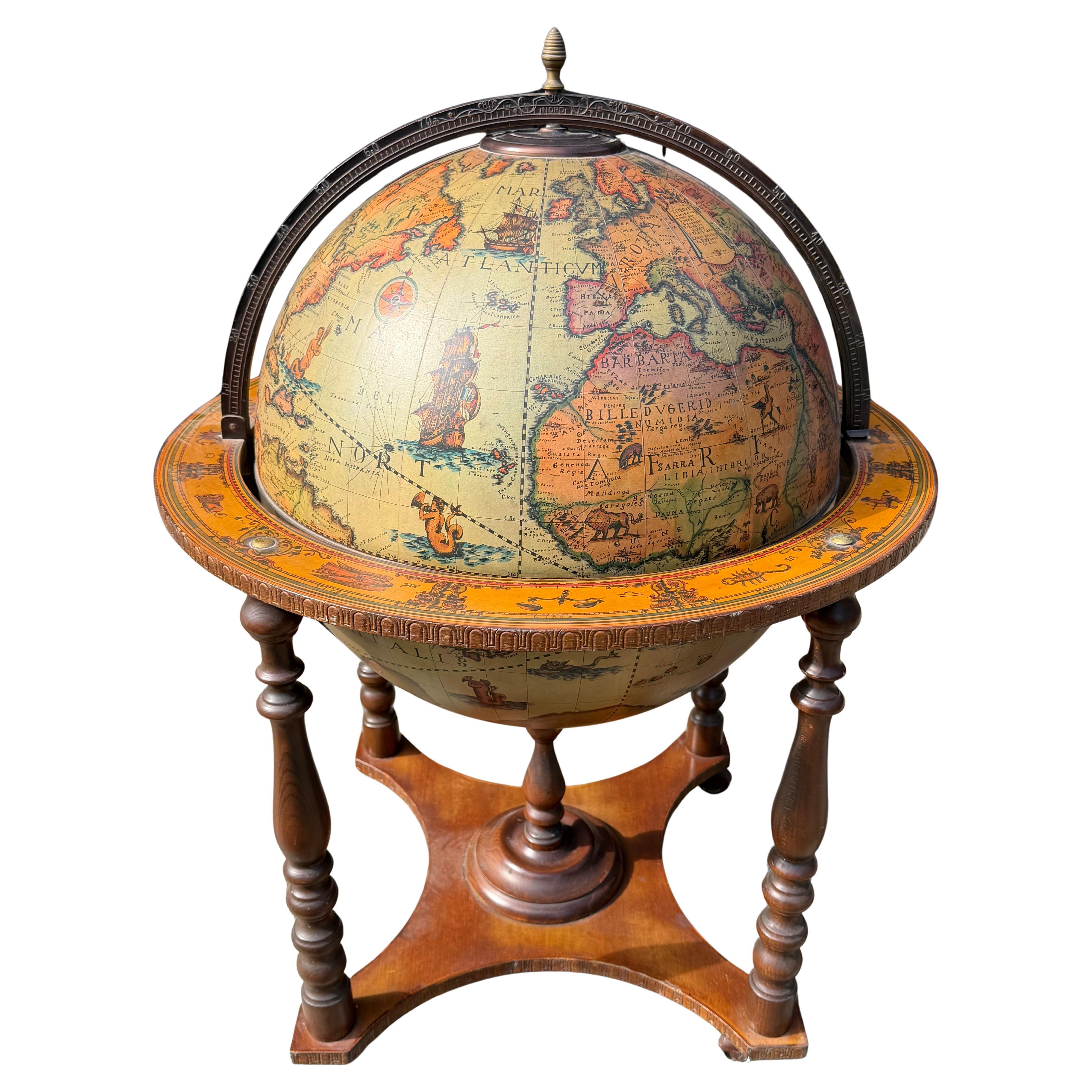 Large 1950s Globe Bar Cart