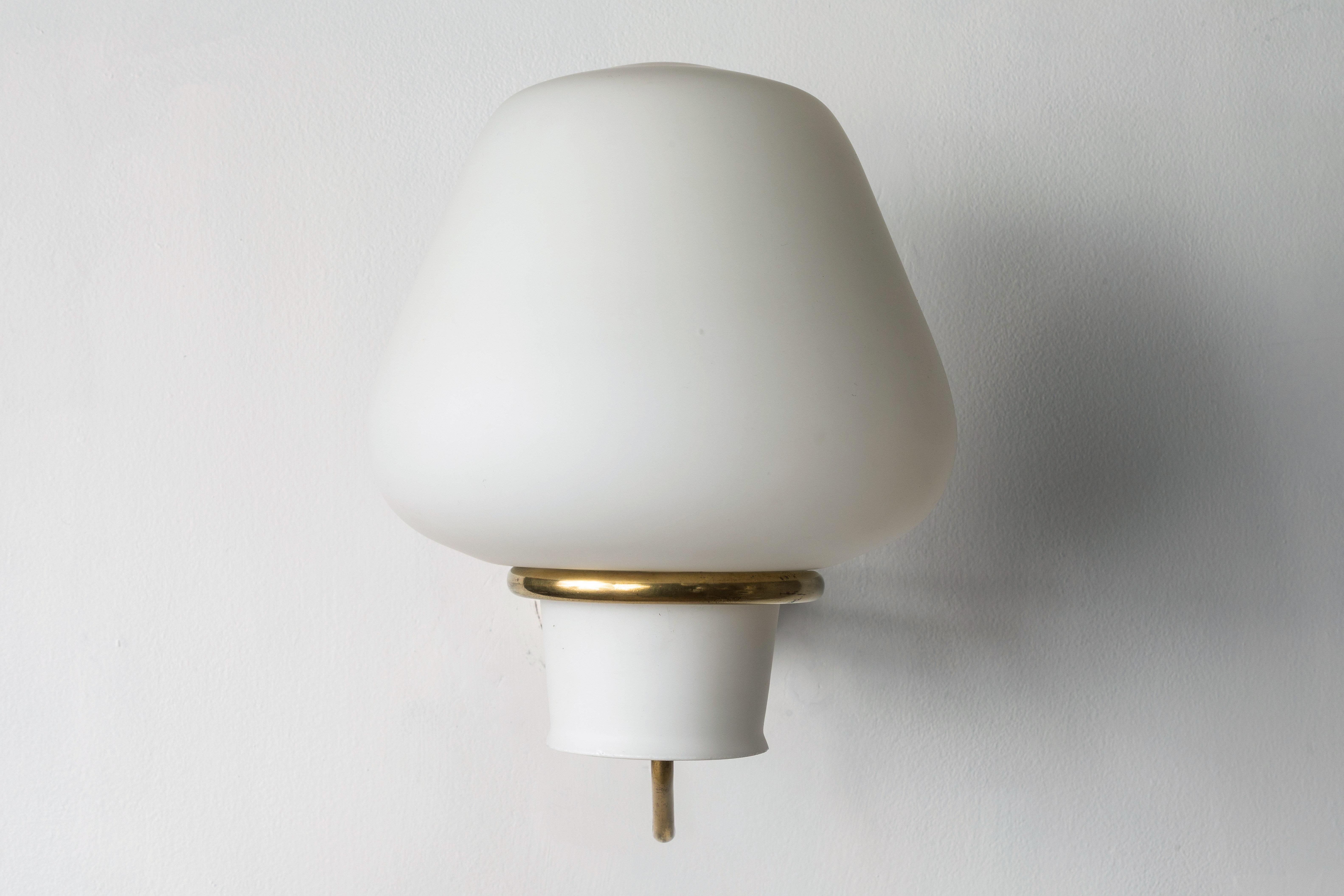 Scandinavian Modern Large 1950s Gunnar Asplund JH-813 Brass and Glass Sconce for ASEA