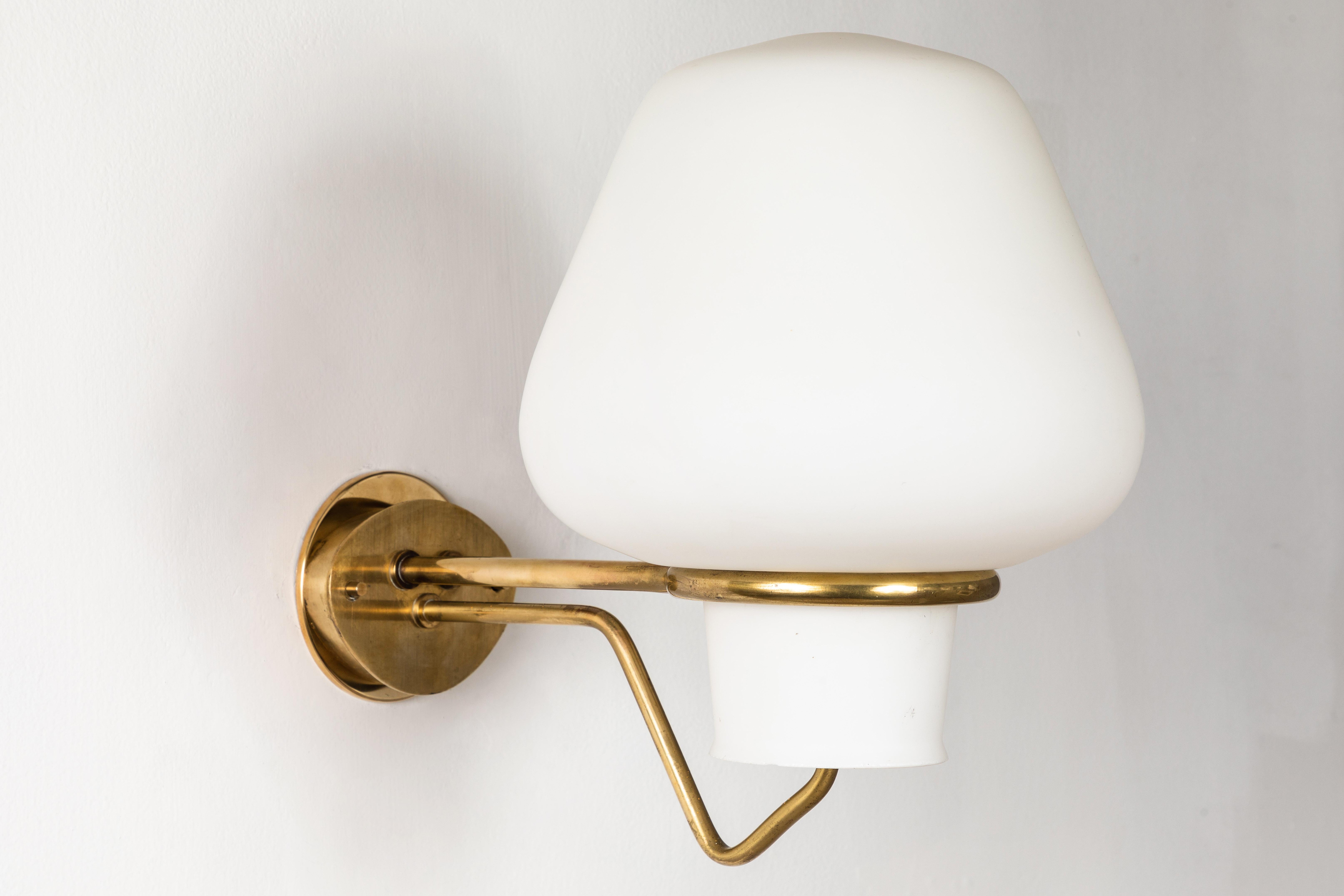 Swedish Large 1950s Gunnar Asplund JH-813 Brass and Glass Sconce for ASEA