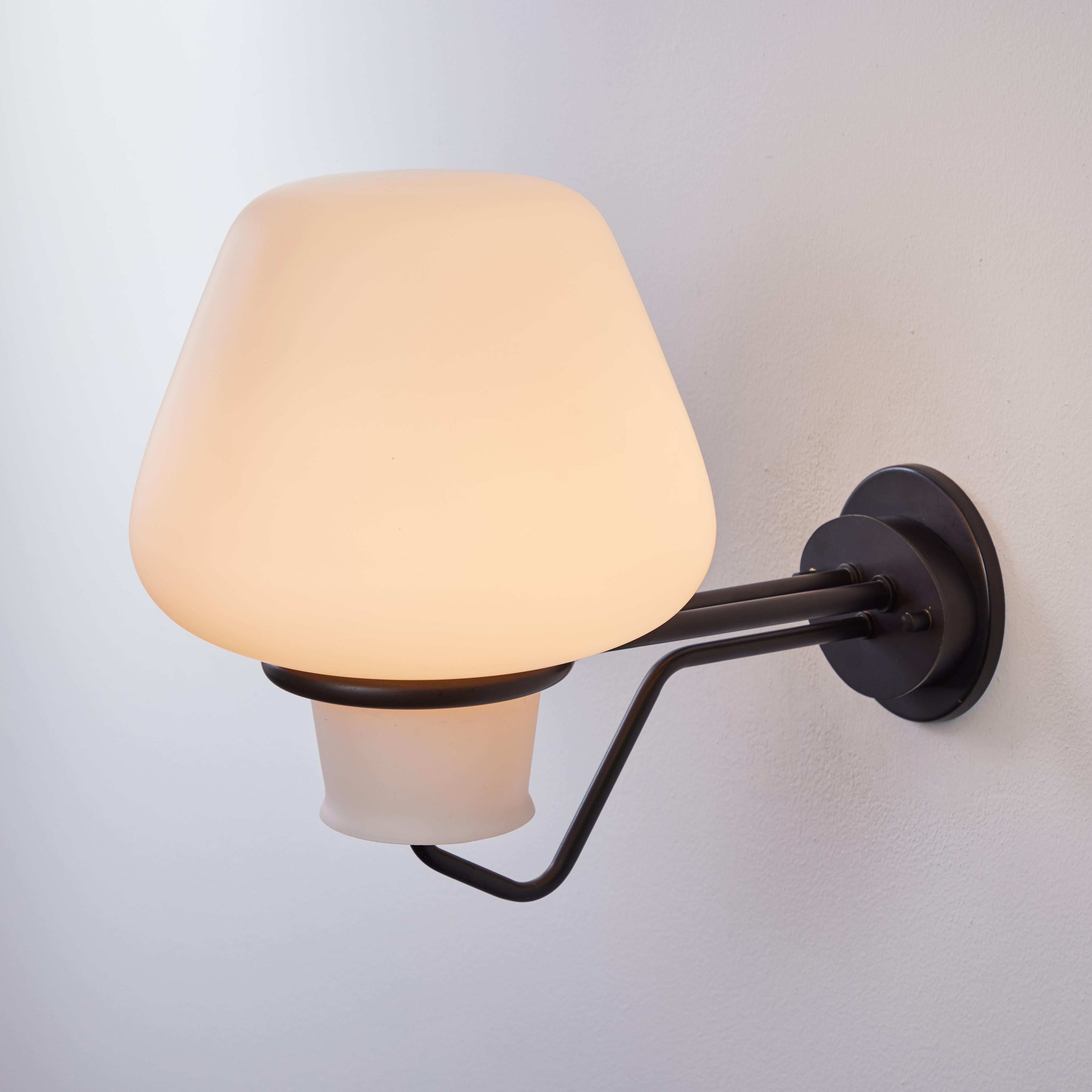 Scandinavian Modern Large 1950s Gunnar Asplund JH-813 Metal and Glass Sconce for ASEA