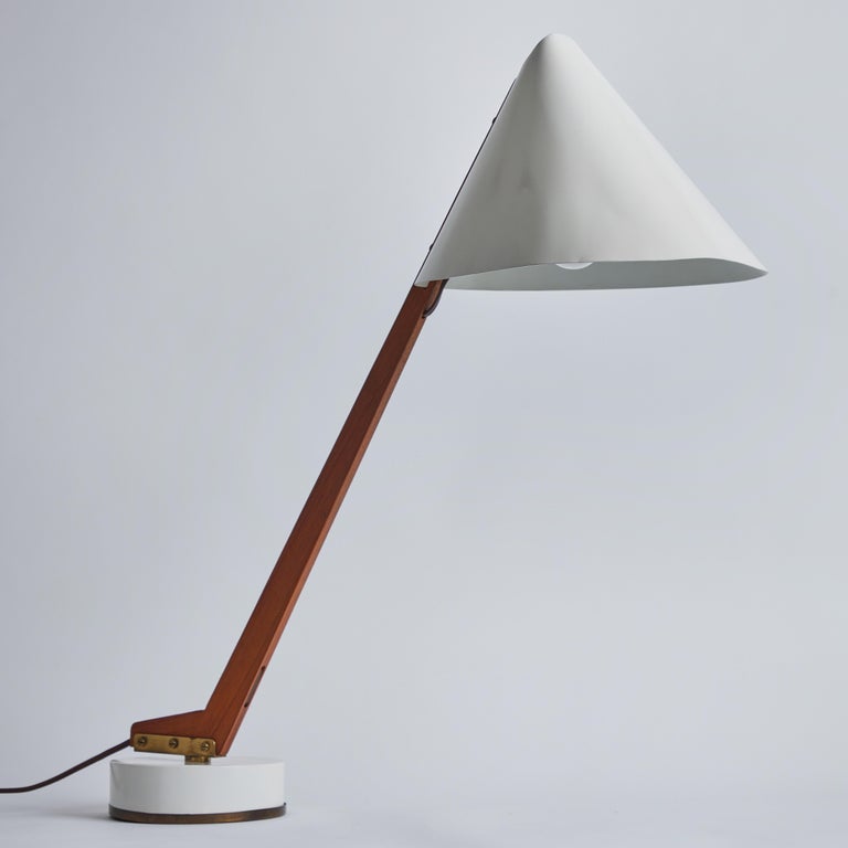 Large 1950s HansAgne Jakobsson Model B54 Wood and Metal Table Lamp