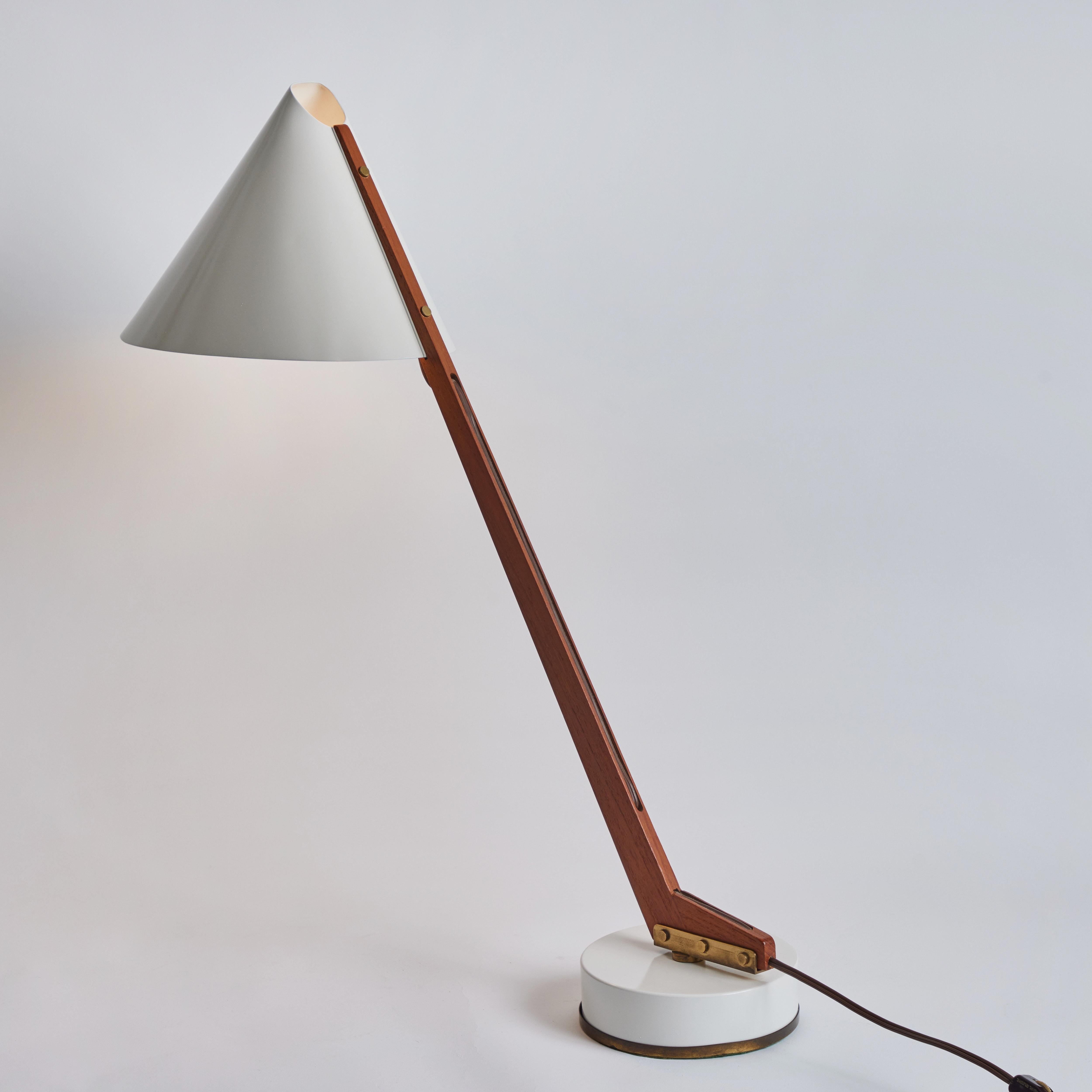 Large 1950s Hans-Agne Jakobsson Model B-54 Wood & Metal Table Lamp for Markaryd 5