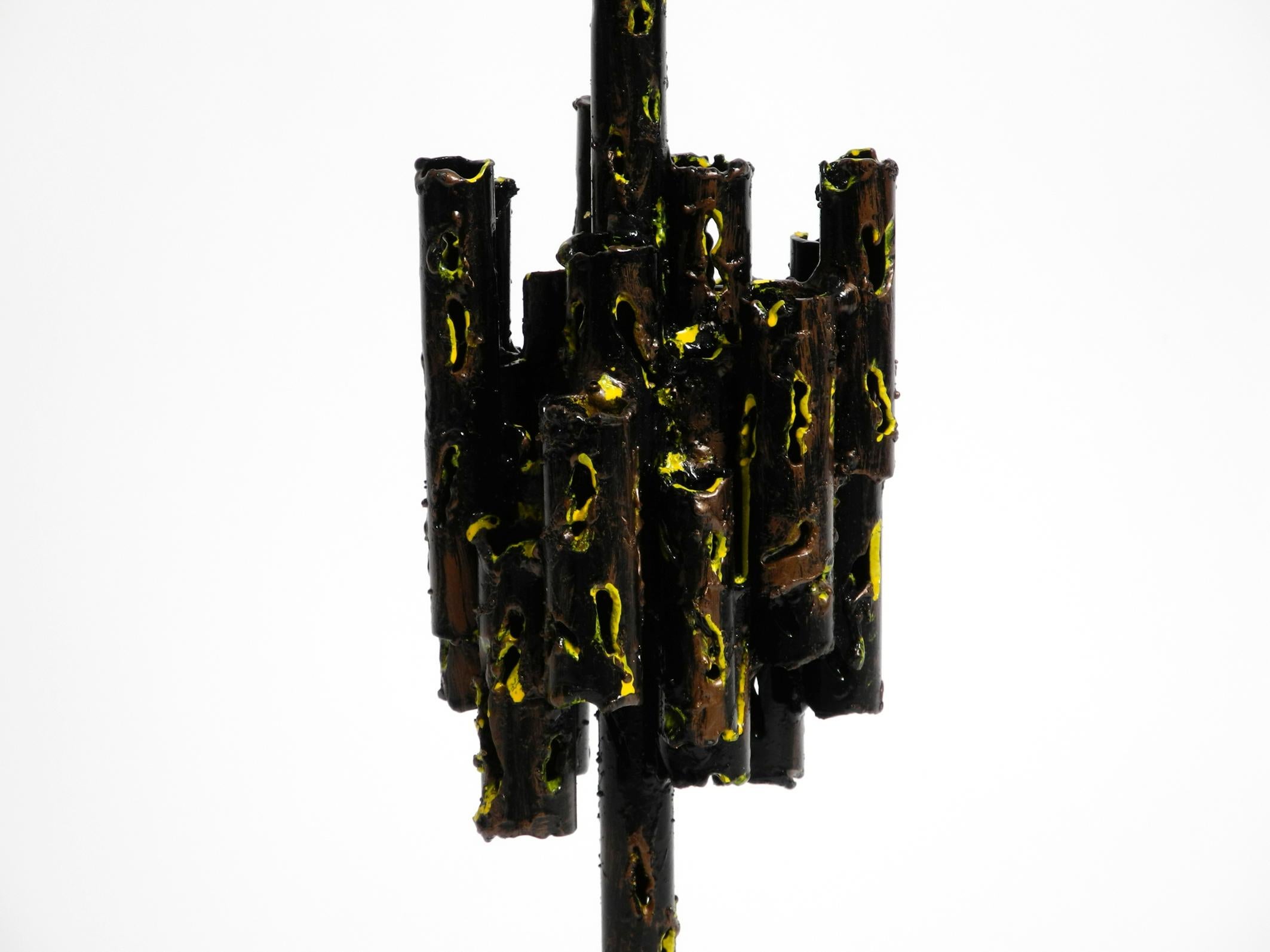 Mid-20th Century Large 1950s heavy sculptural brutalist iron candle holder by Marcello Fantoni  For Sale