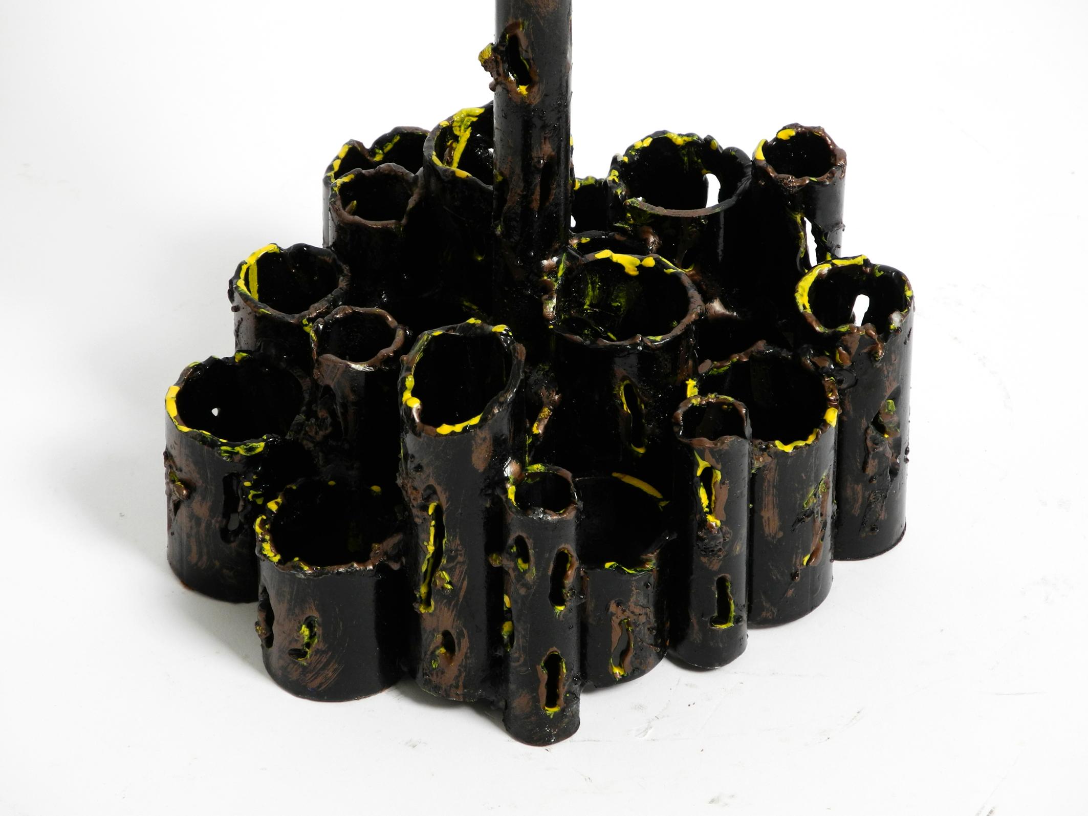 Large 1950s heavy sculptural brutalist iron candle holder by Marcello Fantoni  For Sale 1