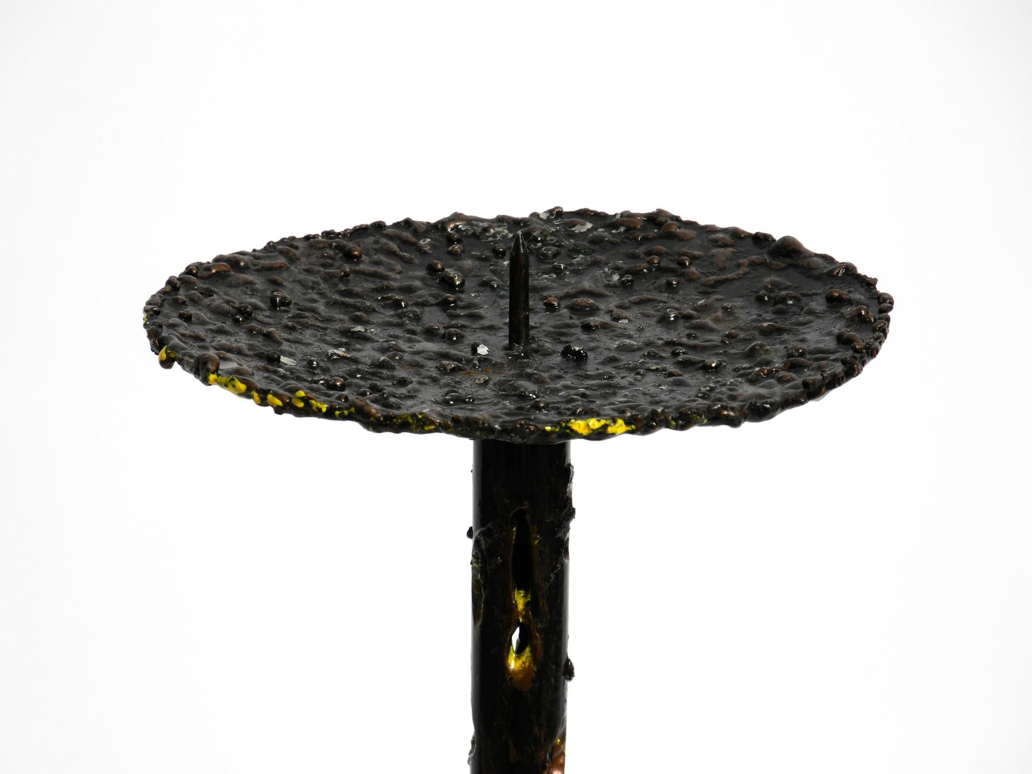 Large 1950s heavy sculptural brutalist iron candle holder by Marcello Fantoni  For Sale 2