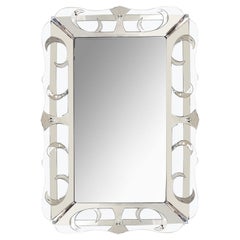 Vintage Large 1950s Hollywood Regency Mirror with Etched and Mirrored Glass Frame