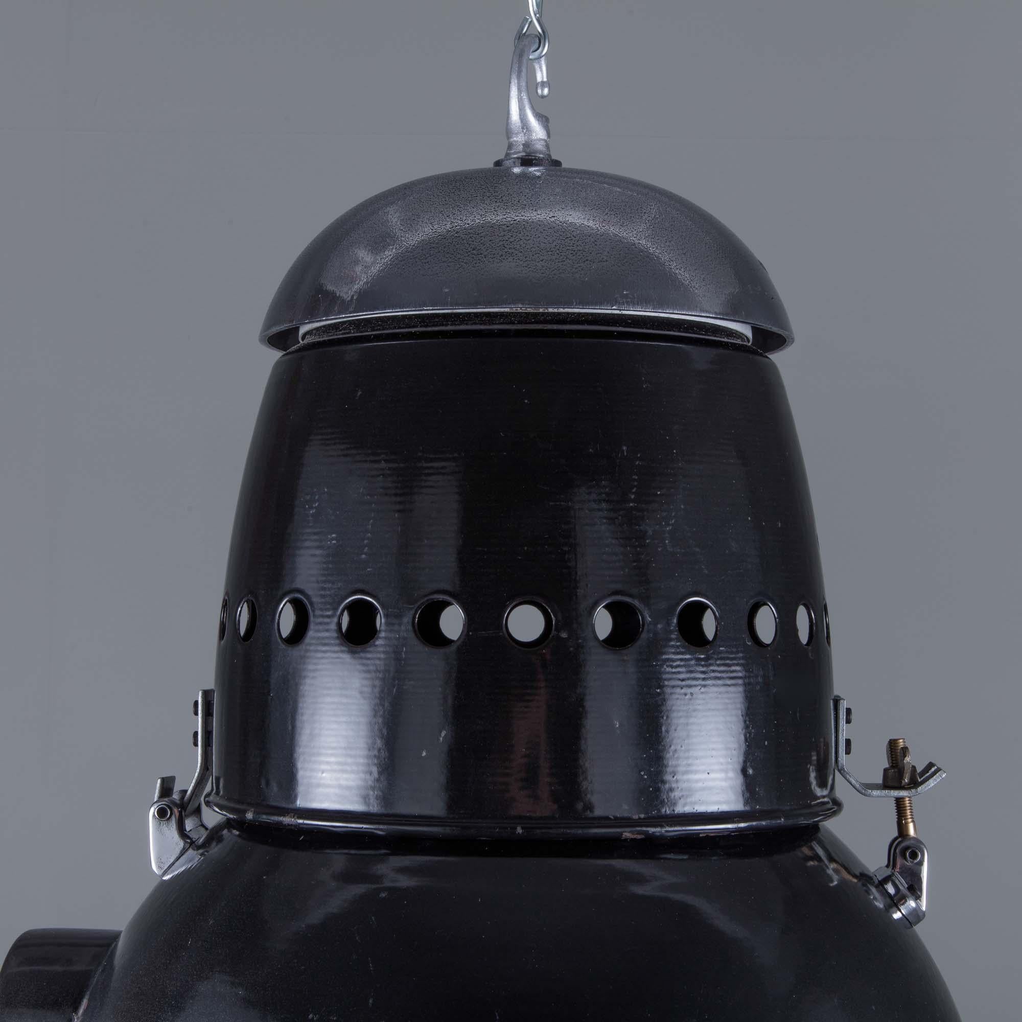 Large 1950s Hungarian Black Industrial Pendant Light by EKA (20. Jahrhundert) im Angebot