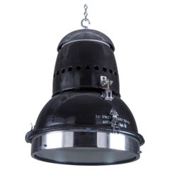 Large 1950s Hungarian Black Industrial Pendant Light by EKA