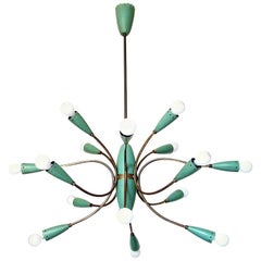 Large 1950s Italian 16-Arm Chandelier Attributed to Stilnovo