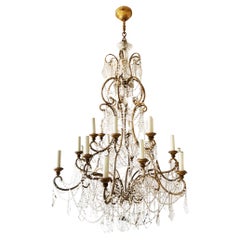 Large 1950s Italian Beaded Chandelier