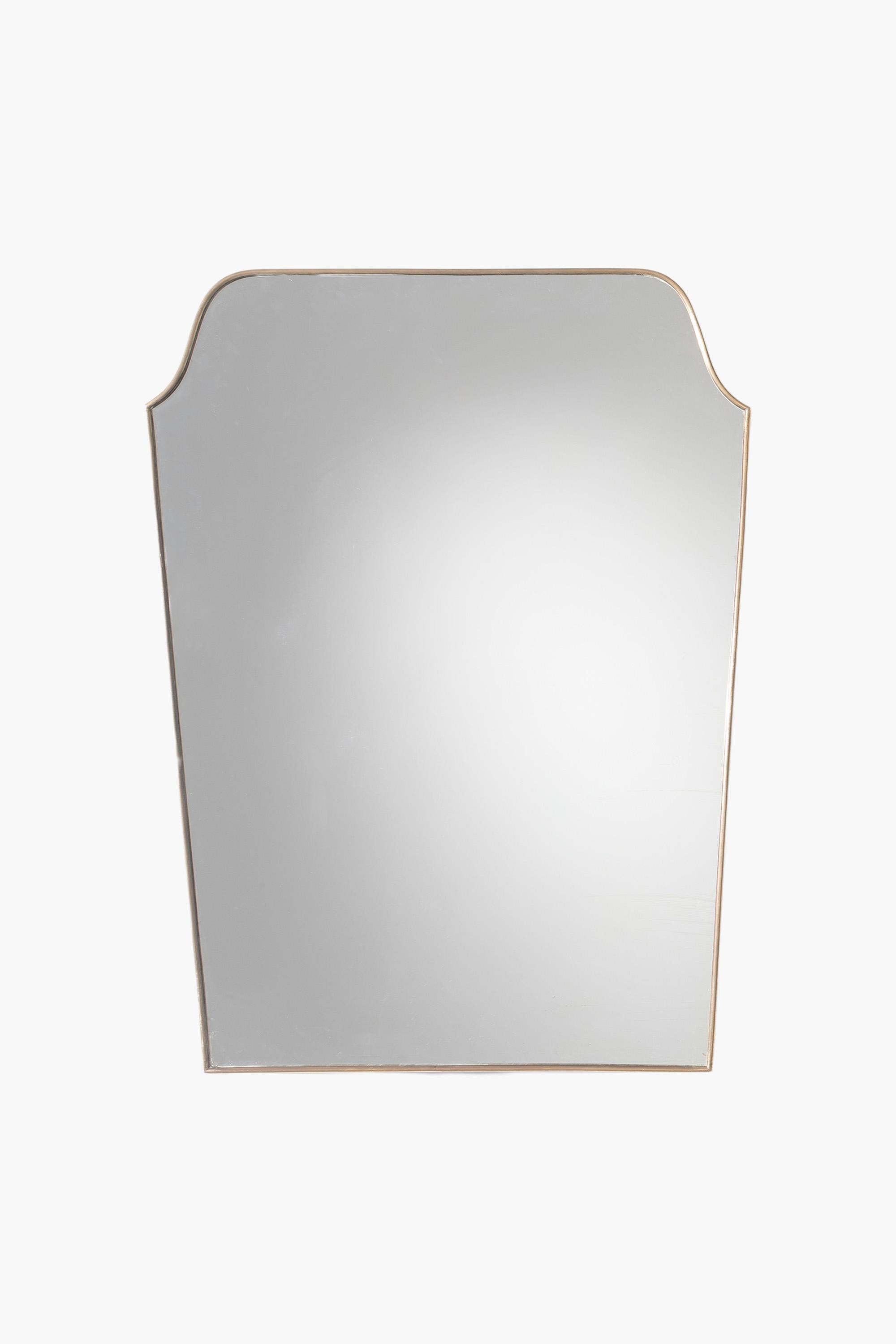 Large 1950s Italian Brass Framed Mirror In Good Condition For Sale In London, GB