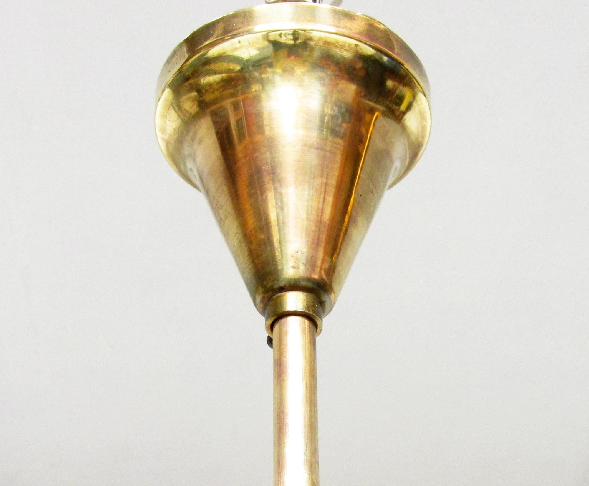 Large 1950s Italian Chandelier In Brass Attributed To Angelo Lelli For Sale 4