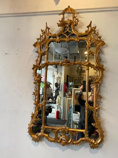 Large 1950s Italian Gilt Wood Pagoda Mirror