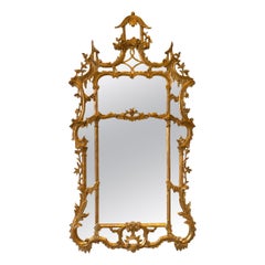 Large 1950s Italian Gilt Wood Pagoda Mirror