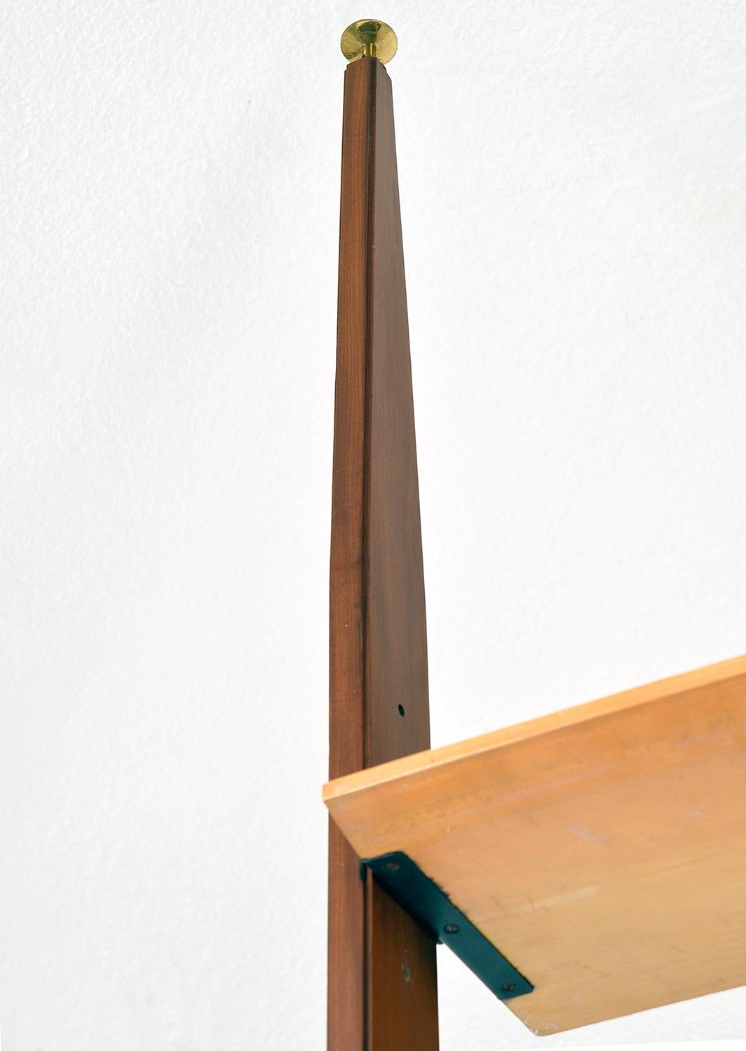 Large 1950s Italian Mid Century Teak Maple Freestanding Shelving System 18 Piece For Sale 9