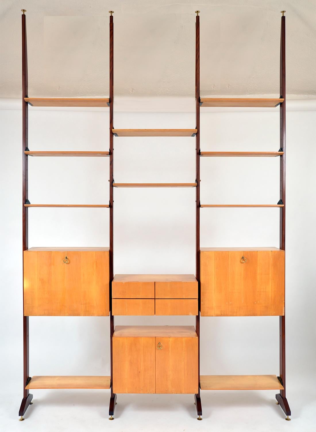 Recently imported from Italy, this is a good example of post war Italian Avant Garde design. Measuring an impressive 3-metres from floor to ceiling – a common height in Italian apartments – with opportunity to arrange the shelves to suit. 
This