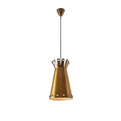Large 1950s Italian Perforated Brass Double-Cone Pendant