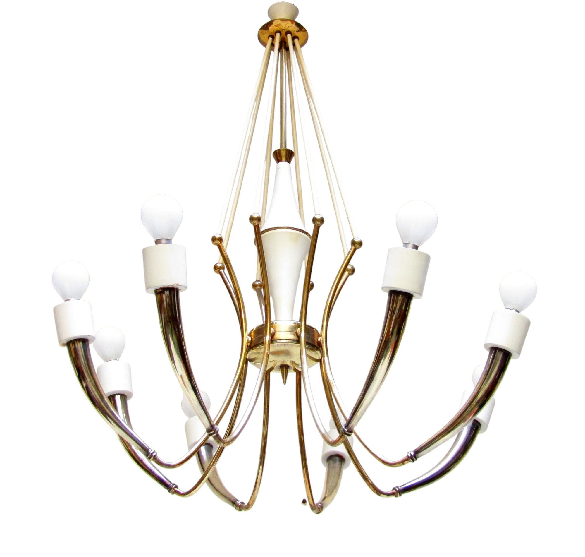 Mid-Century moderno Grande lampadario a ragno italiano degli anni '50 di Oscar Torlasco in vendita