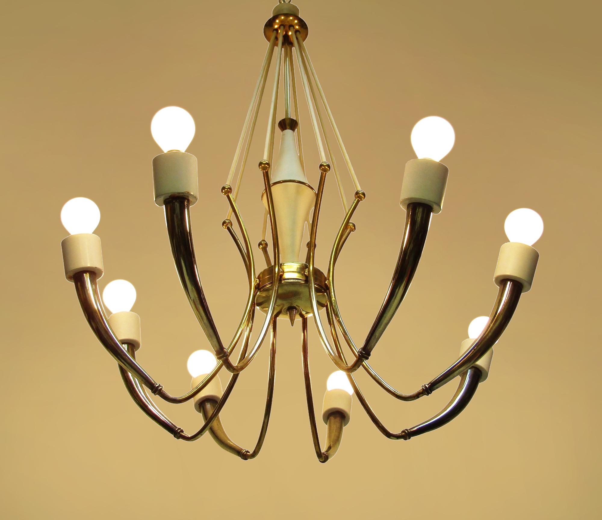 Italiano Grande lampadario a ragno italiano degli anni '50 di Oscar Torlasco in vendita