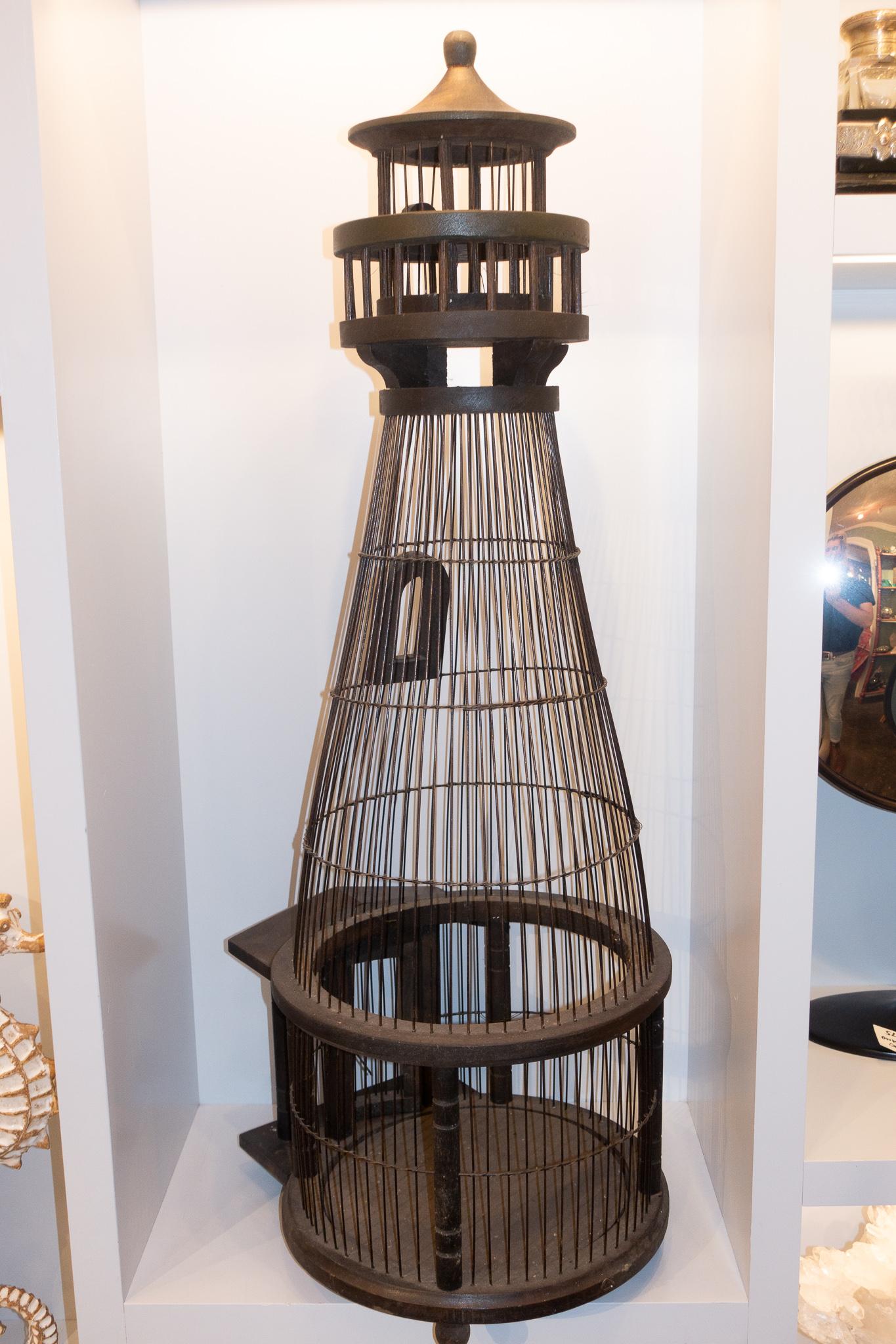 Charming large birdcage. Perfect summer home for your pet bird (lighthouse attendant) or just a beautiful architectural conversation piece.