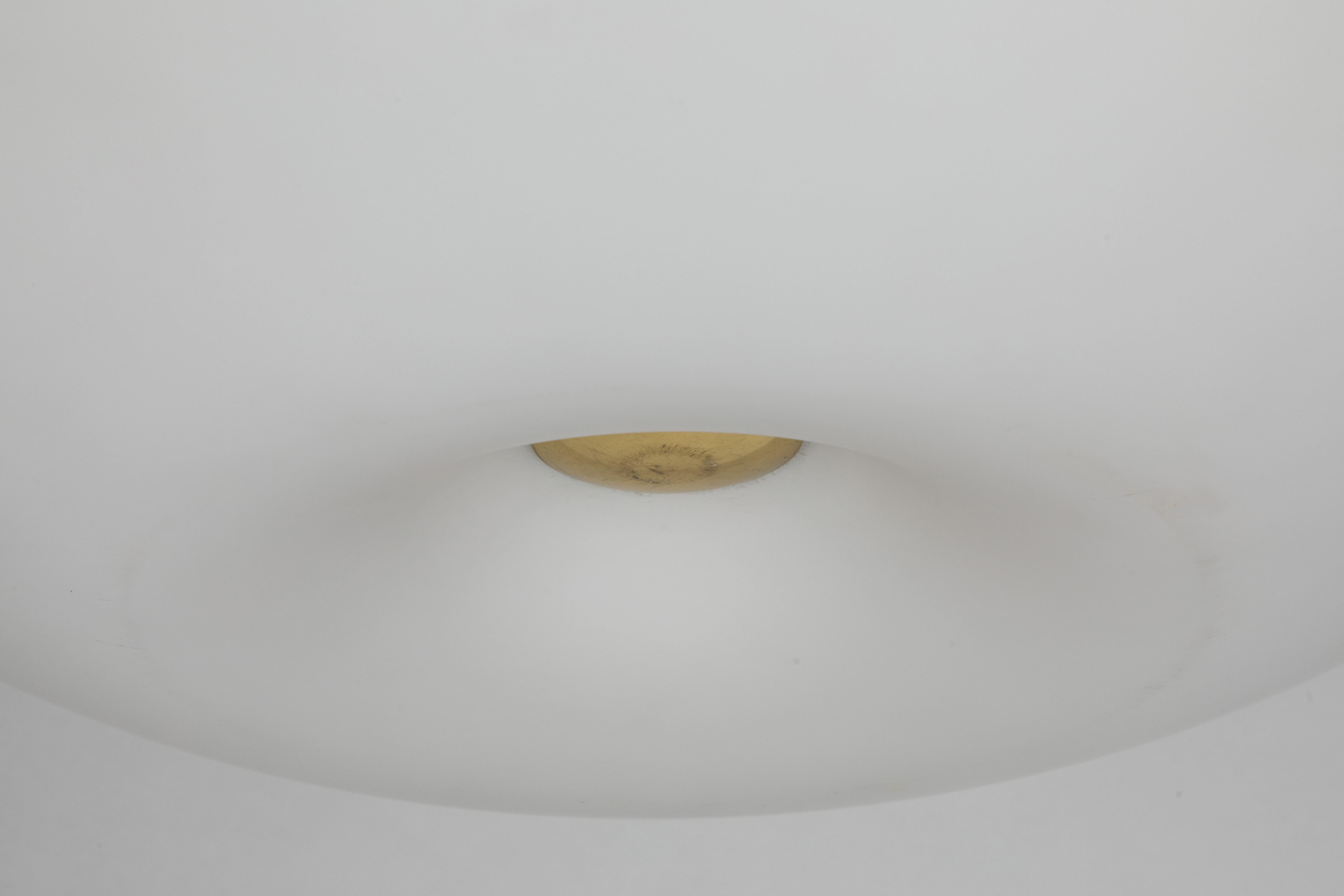 Mid-20th Century Large 1950s Lisa Johansson-Pape Glass and Brass Ceiling Lamp for Orno
