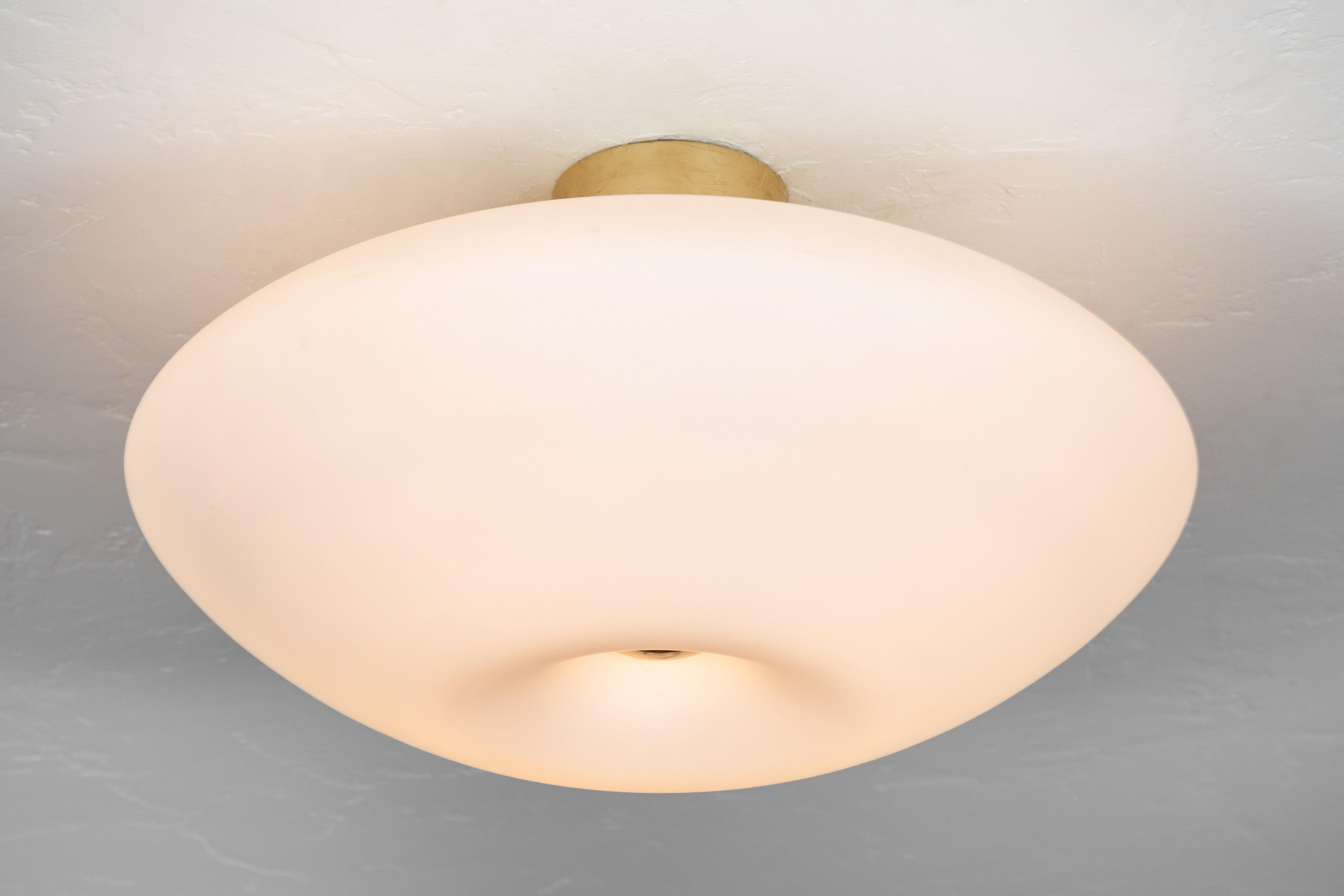 Scandinavian Modern Large 1950s Lisa Johansson-Pape Glass and Brass Ceiling Lamp for Orno