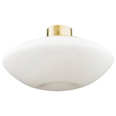 Large 1950s Lisa Johansson-Pape Glass and Brass Ceiling Lamp for Orno