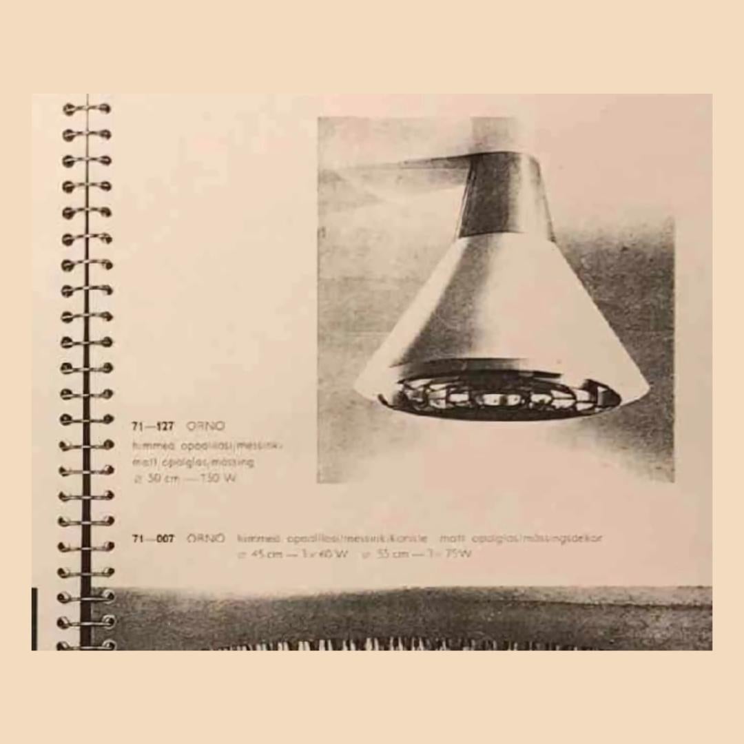 Große Deckenleuchte aus Glas und Messing, Lisa Johansson-Pape, Modell #71-127, 1950er Jahre im Angebot 6
