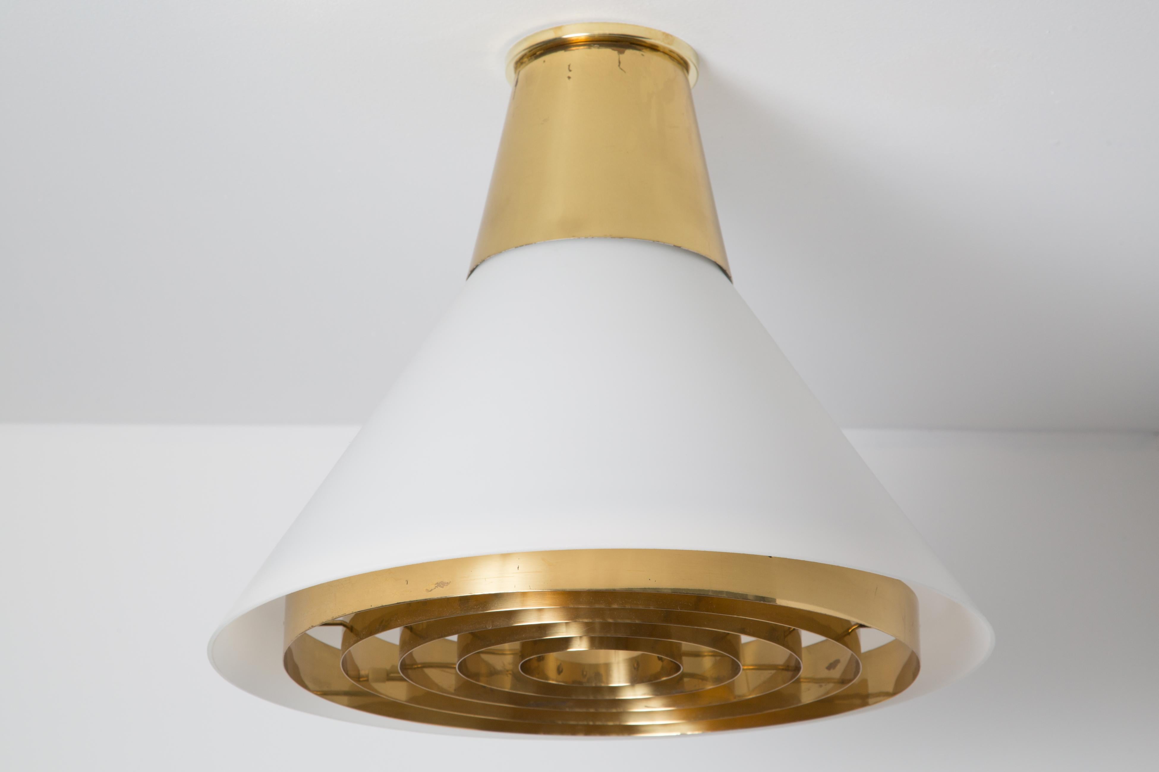 Mid-20th Century Large 1950s Lisa Johansson-Pape Model #71-127 Glass & Brass Ceiling Lamp  For Sale