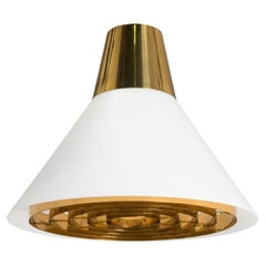 Large 1950s Lisa Johansson-Pape Model #71-127 Glass & Brass Ceiling Lamp