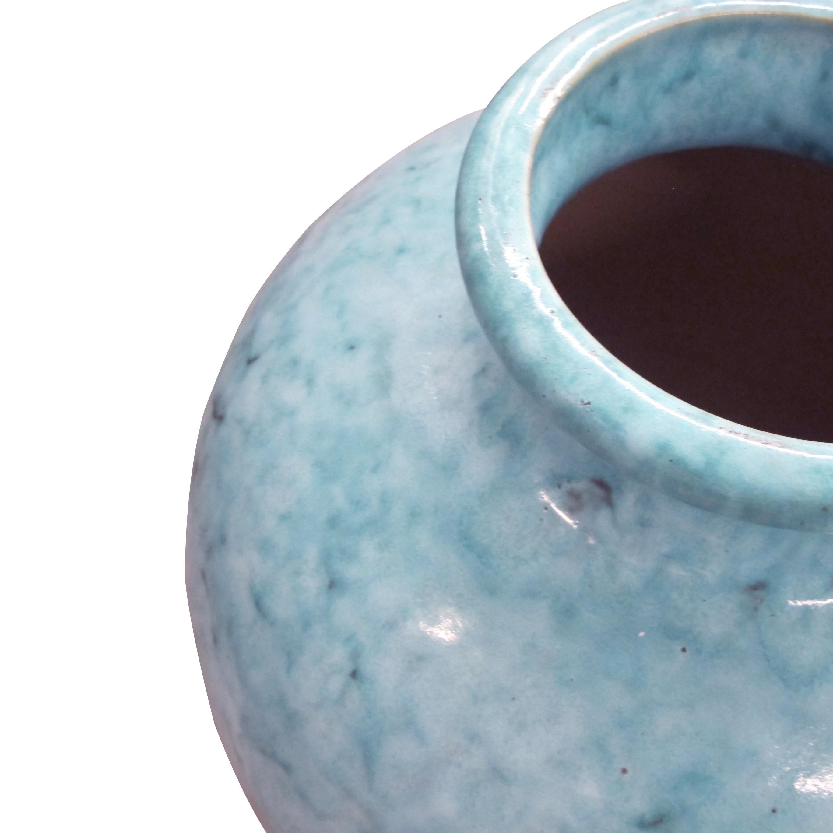 Mid-Century Modern Large 1950s Mid-Century German Sky Blue Glazed Ceramic Pottery Vase or Pot