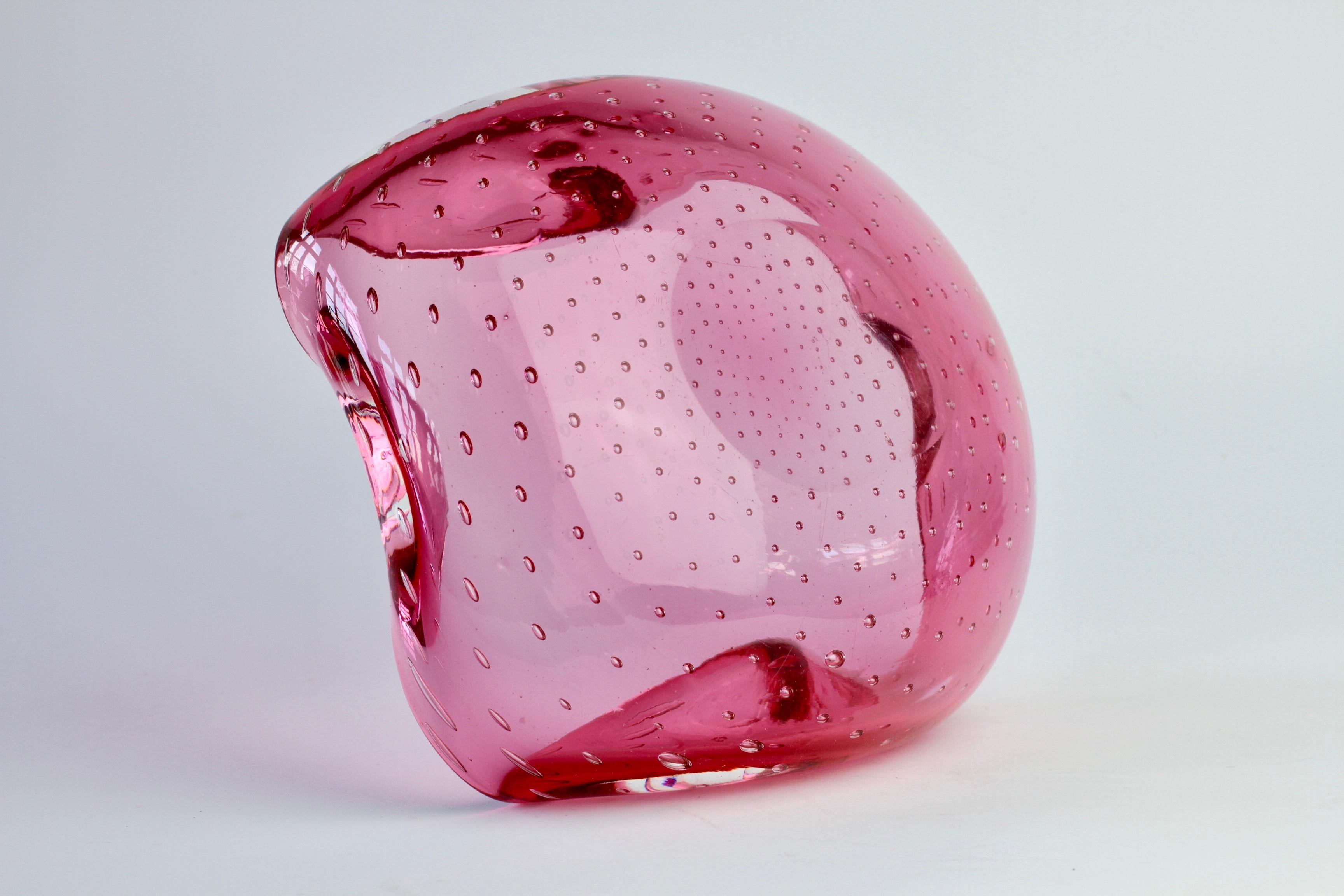 Large 1950s Mid-Century Pink Bubble Glass Bowl Carlo Scarpa for Venini Style For Sale 4