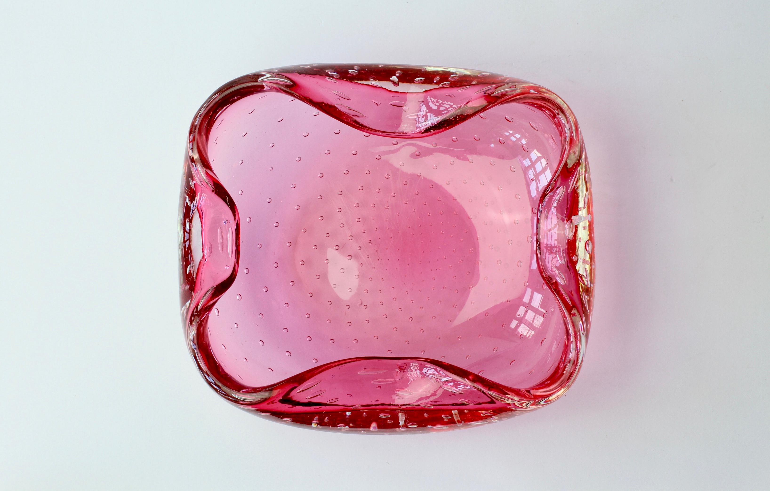 Large 1950s Mid-Century Pink Bubble Glass Bowl Carlo Scarpa for Venini Style For Sale 6
