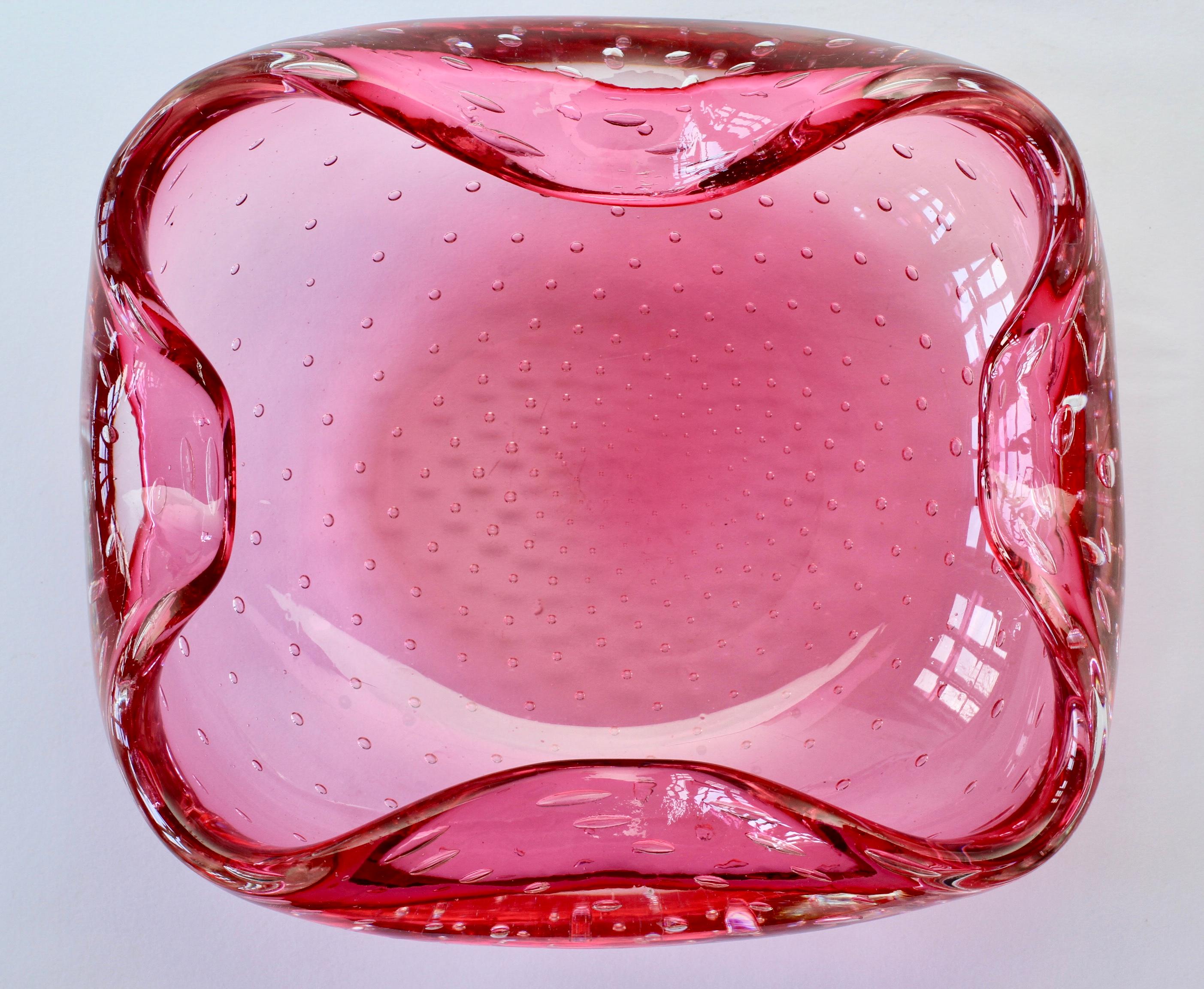 Mid-Century Modern Large 1950s Mid-Century Pink Bubble Glass Bowl Carlo Scarpa for Venini Style For Sale