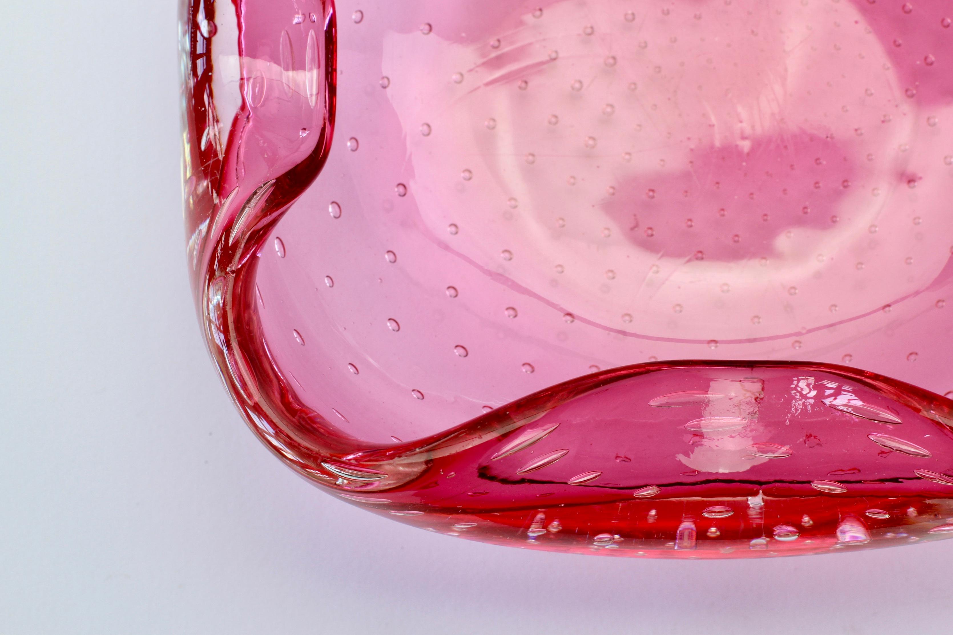 Large 1950s Mid-Century Pink Bubble Glass Bowl Carlo Scarpa for Venini Style For Sale 1