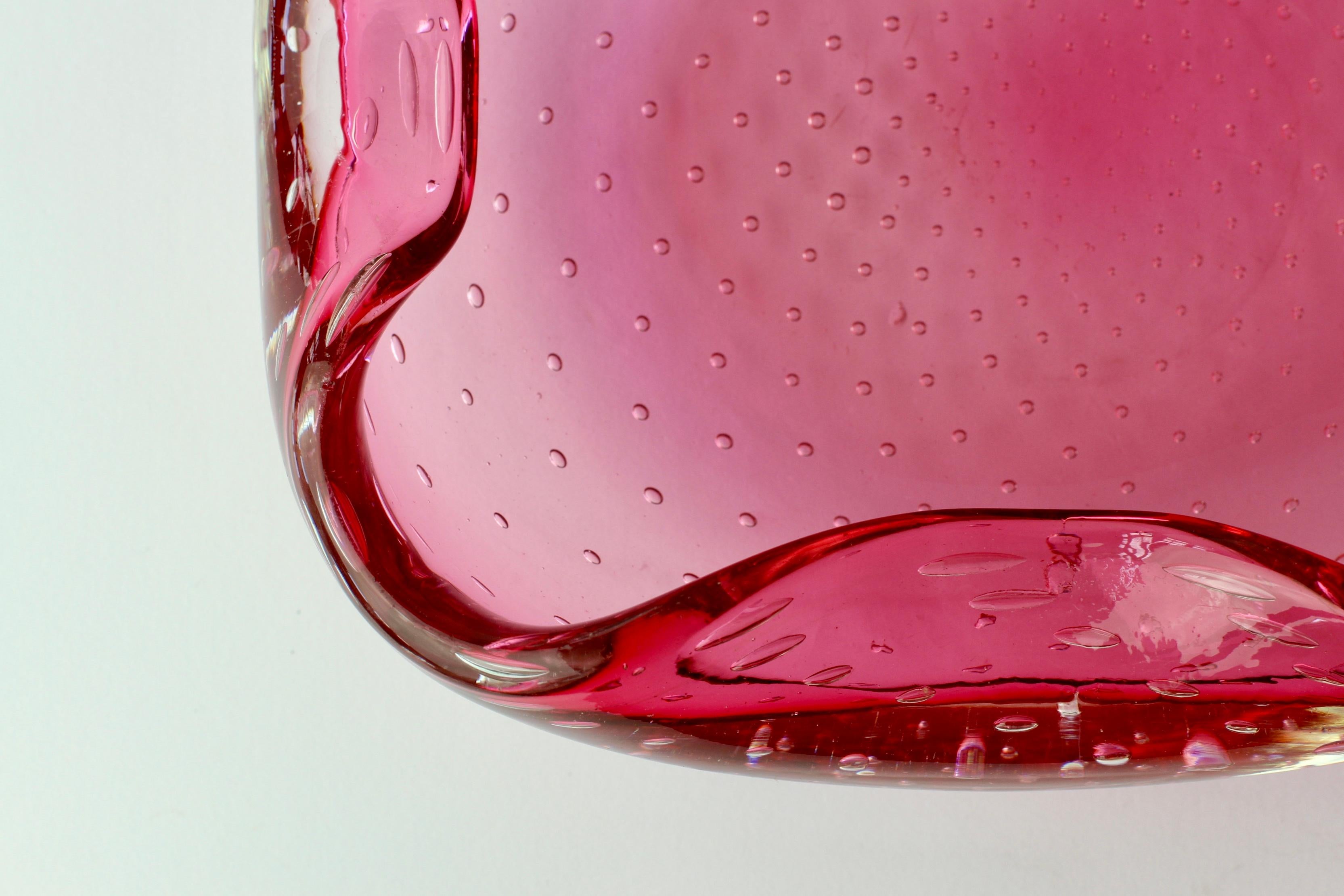Large 1950s Mid-Century Pink Bubble Glass Bowl Carlo Scarpa for Venini Style For Sale 2