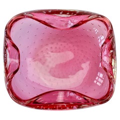 Large 1950s Mid-Century Pink Bubble Glass Bowl Carlo Scarpa for Venini Style