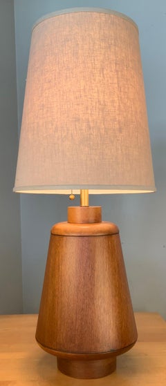 Large 1950s Modern Walnut Table Lamp