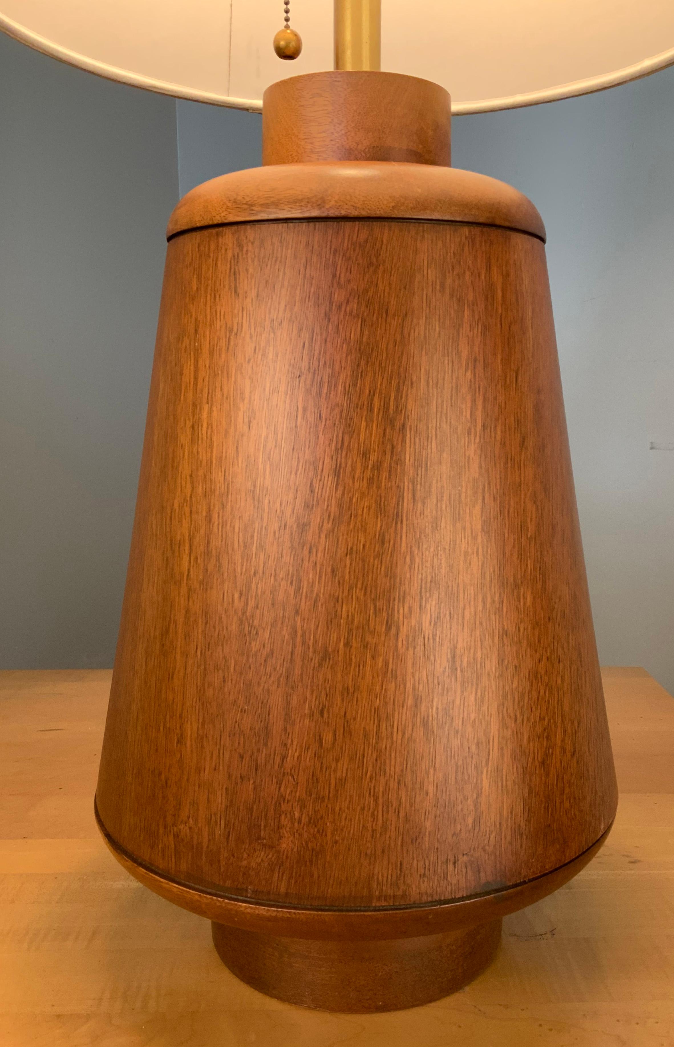 Mid-Century Modern Large 1950s Modern Walnut Table Lamp For Sale