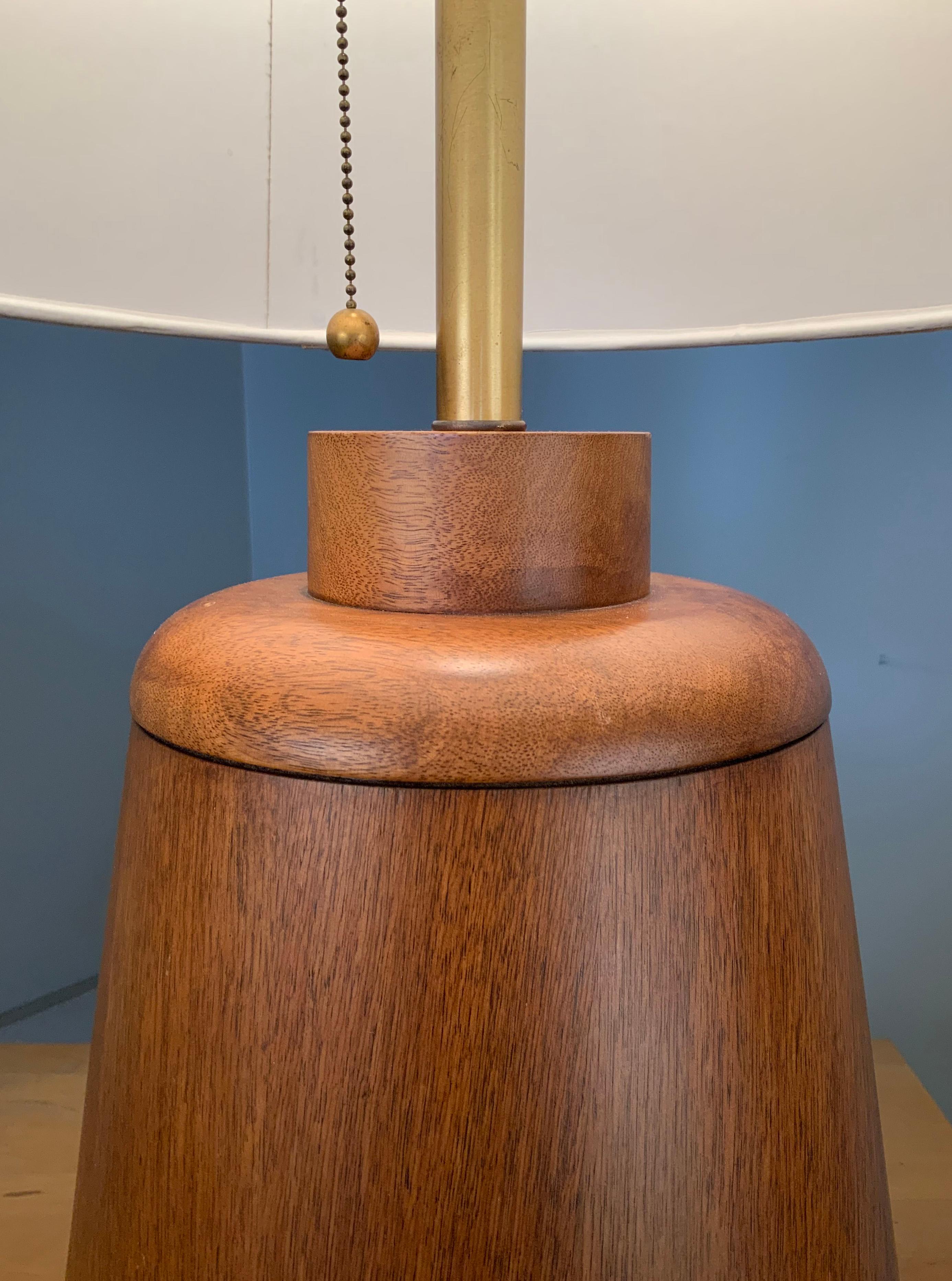 American Large 1950s Modern Walnut Table Lamp For Sale
