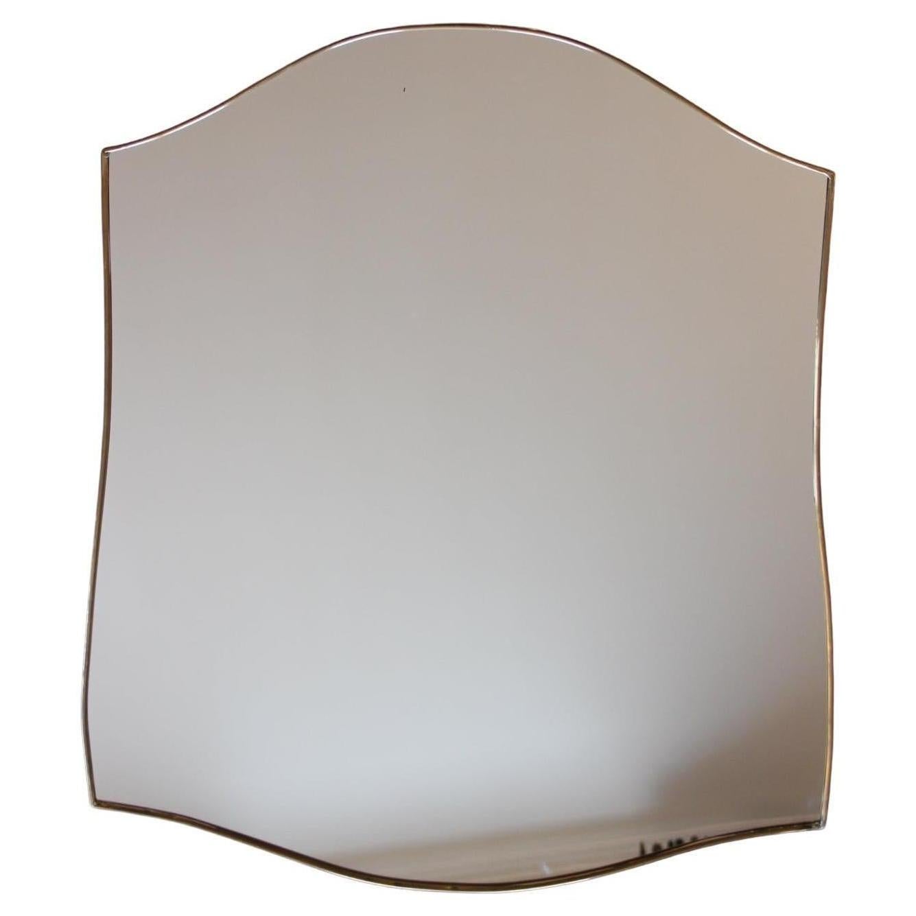 italien Grand miroir mural moderniste en laiton des années 1950, style Gio Ponti en vente