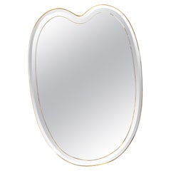 Large 1950's Modernist Shaped Brass Wall Mirror, Heart Shaped, Gio Ponti Style