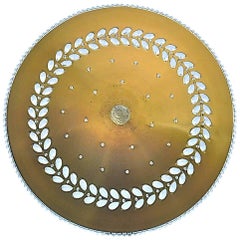 Vintage Large 1950s Palwa Flush Mount Chandelier Brass Glass Paavo Tynell Kalmar Style