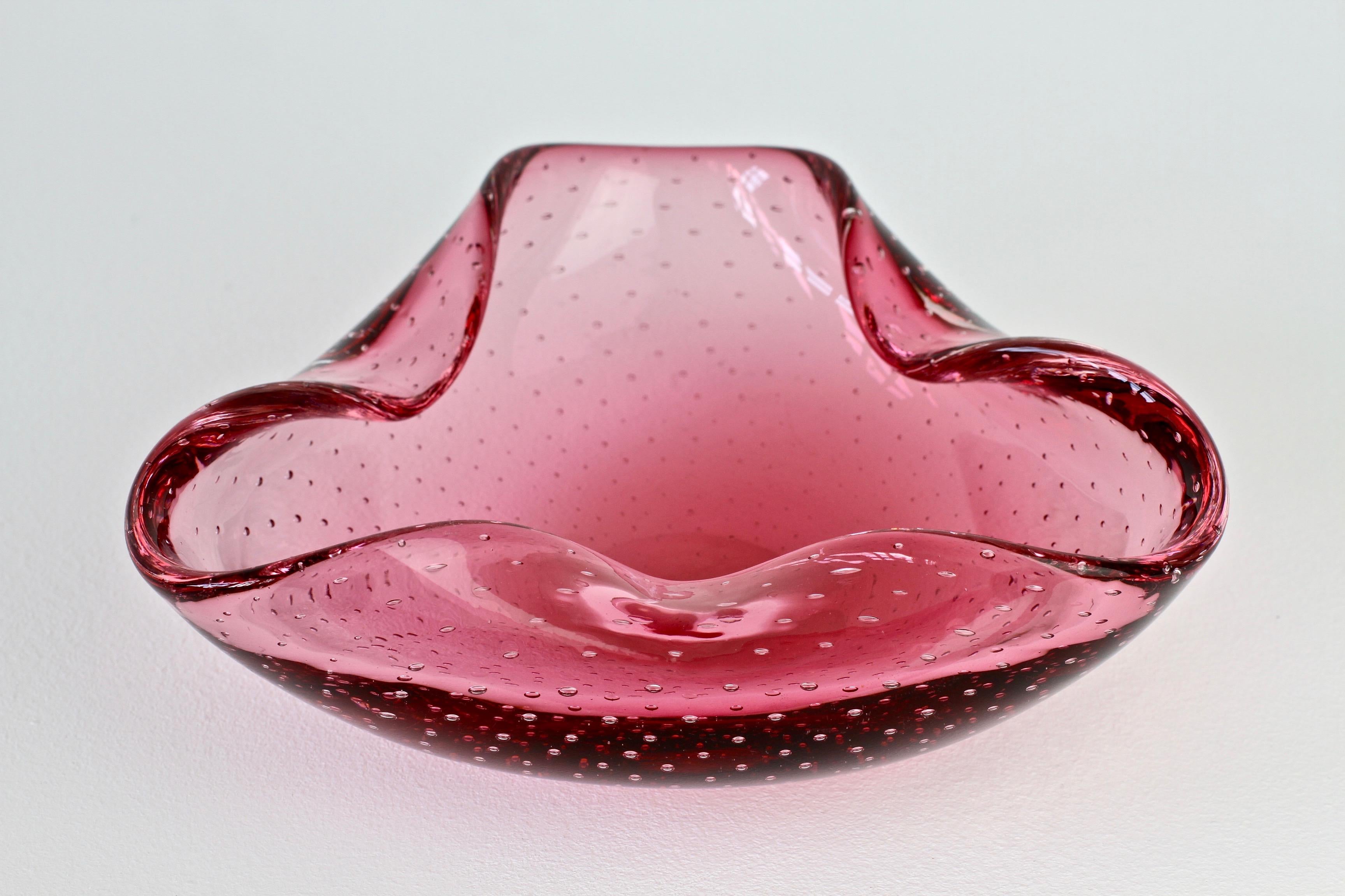 Large 1950s Pink Bubble Glass Bowl in the Style of Carlo Scarpa for Venini In Good Condition In Landau an der Isar, Bayern