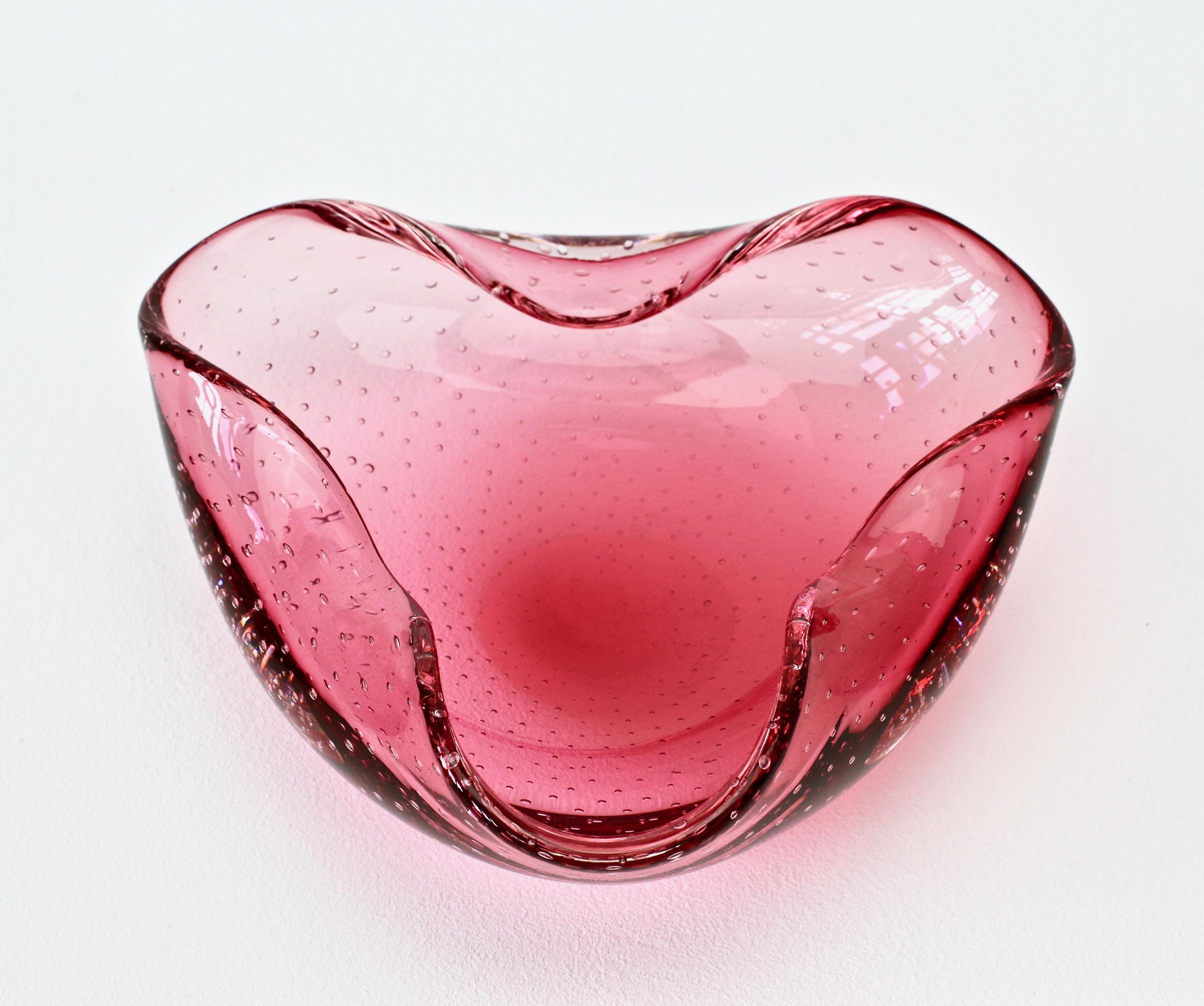 Large 1950s Pink Bubble Glass Bowl in the Style of Carlo Scarpa for Venini 1