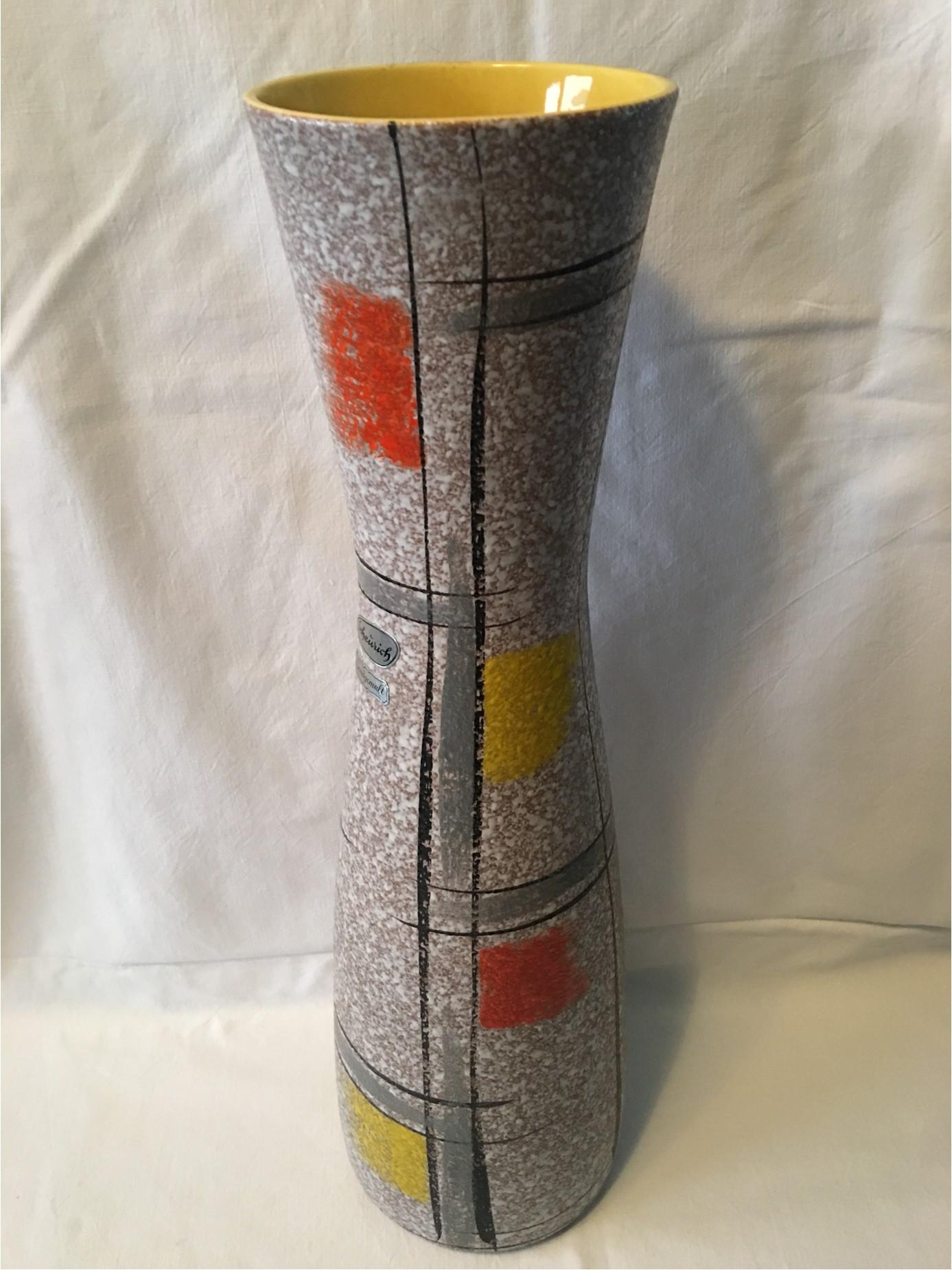 German Large 1950s Scheurig Hand Painted Vase in Heinz Siery Style For Sale
