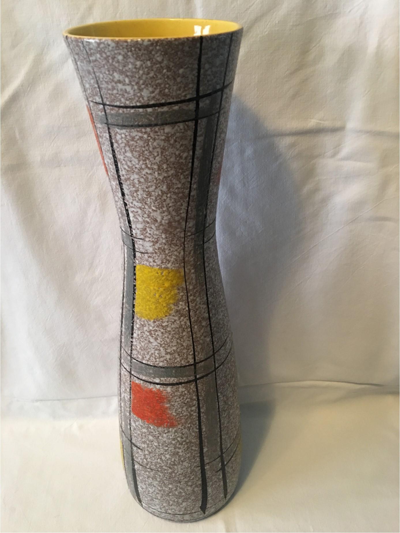Large 1950s Scheurig Hand Painted Vase in Heinz Siery Style In Good Condition For Sale In Frisco, TX