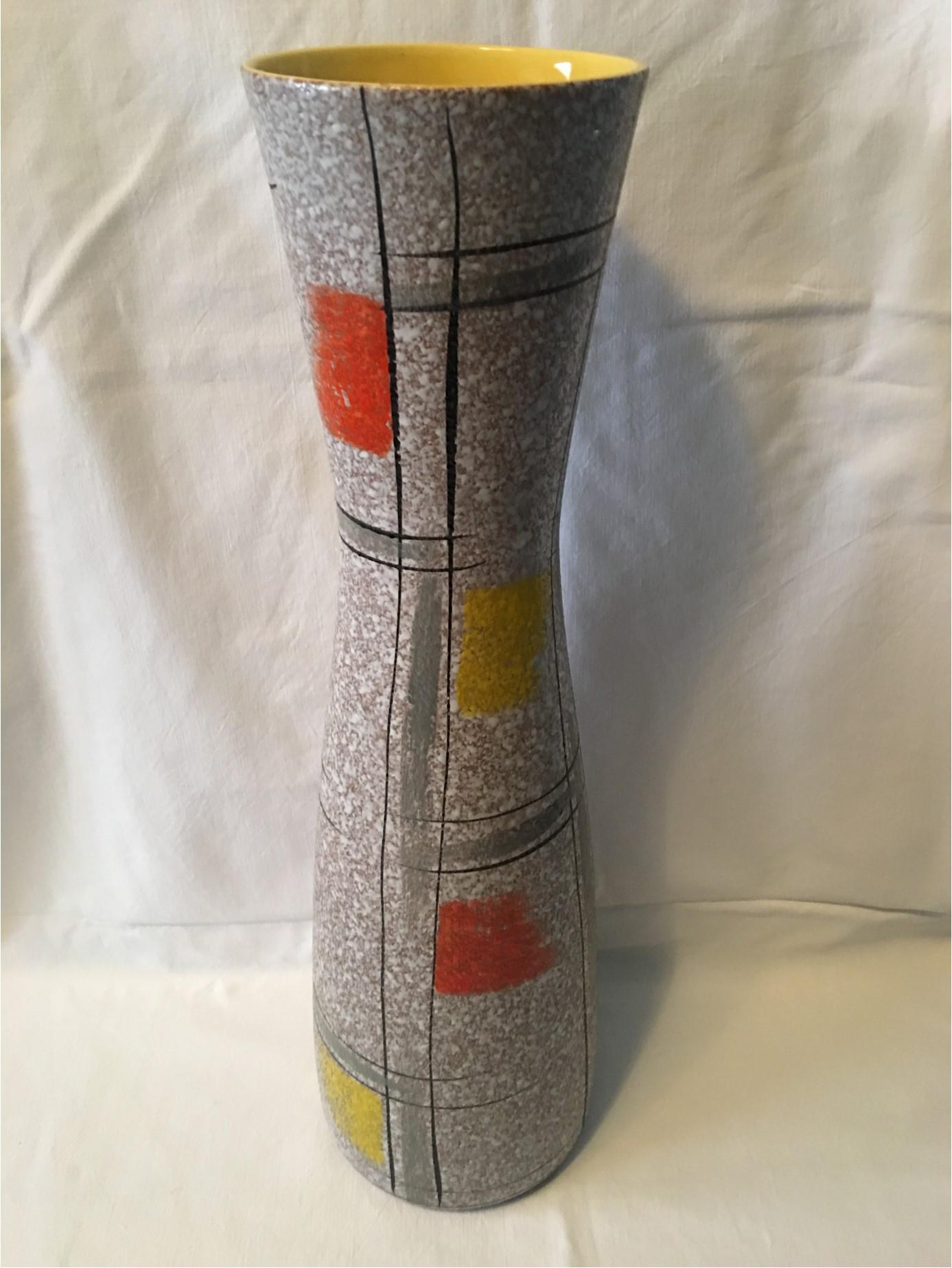 Large 1950s Scheurig Hand Painted Vase in Heinz Siery Style For Sale 1